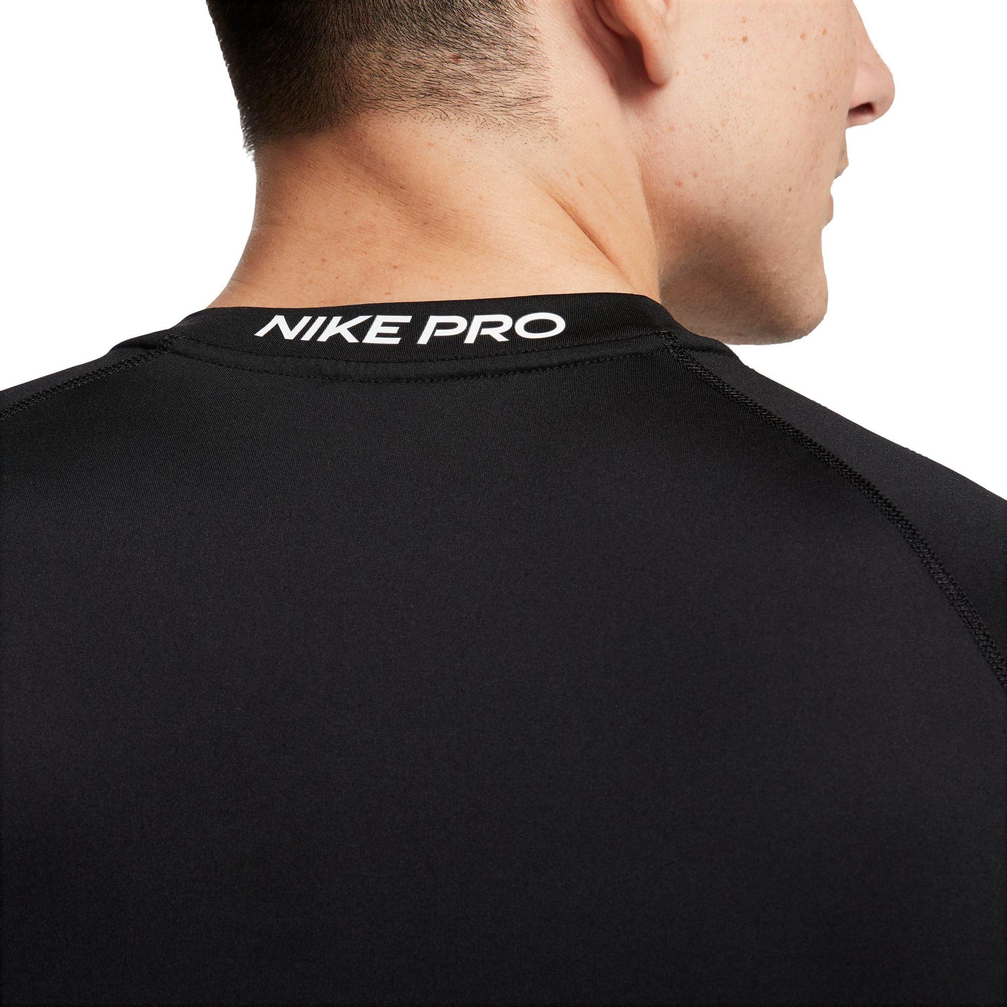 Nike Men's Pro Dri-FIT Slim Short-Sleeve Top - Black - BLACK Thumbnail View 4