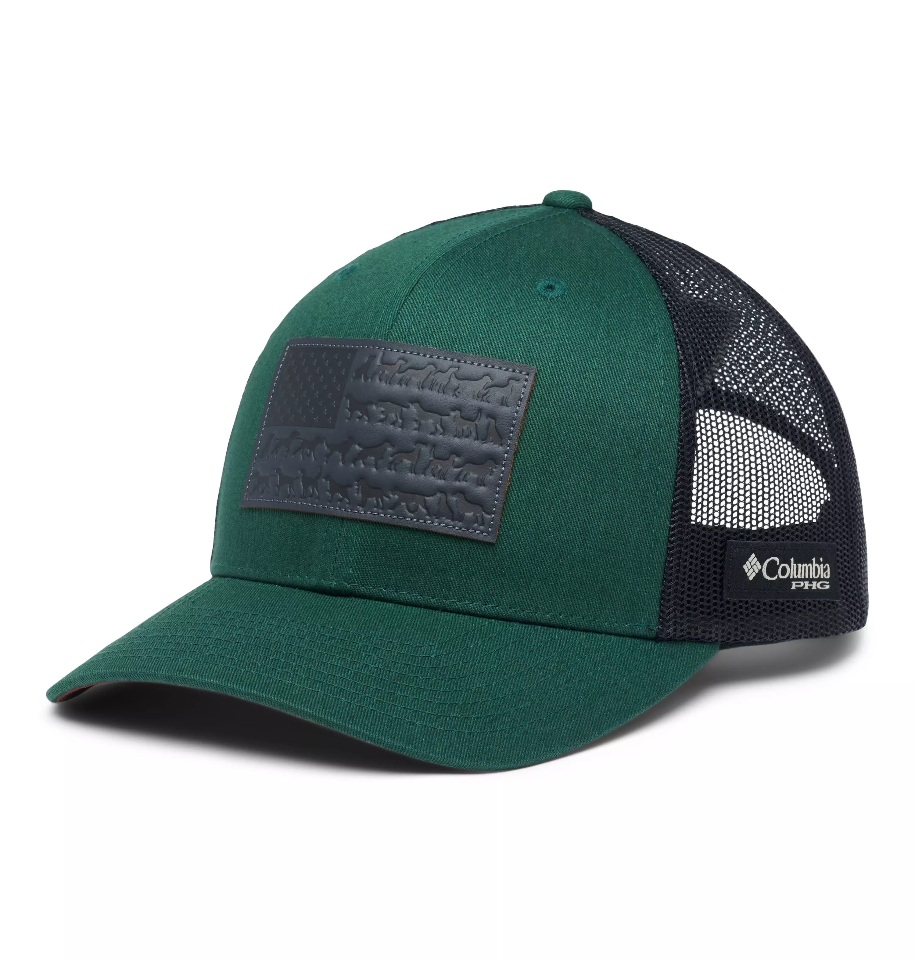 PHG Leather Game Flag Snapback, Green, Polyester/Cotton/Leather