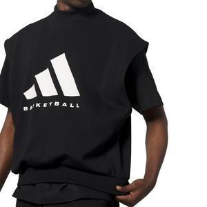 adidas Unisex Basketball Sleeveless Sweatshirt - Black/Talc