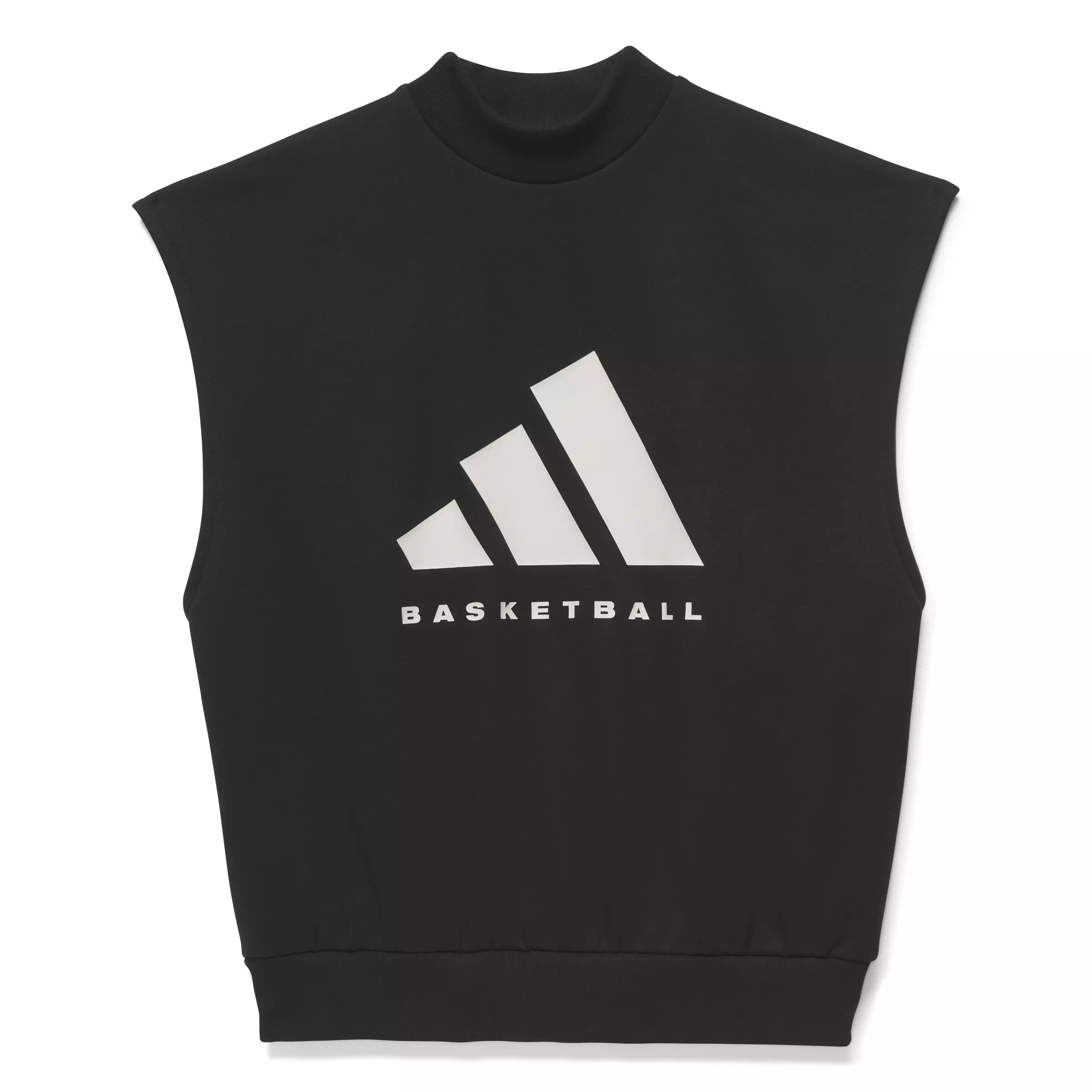 adidas Unisex Basketball Sleeveless Sweatshirt - Black/Talc - BLACK