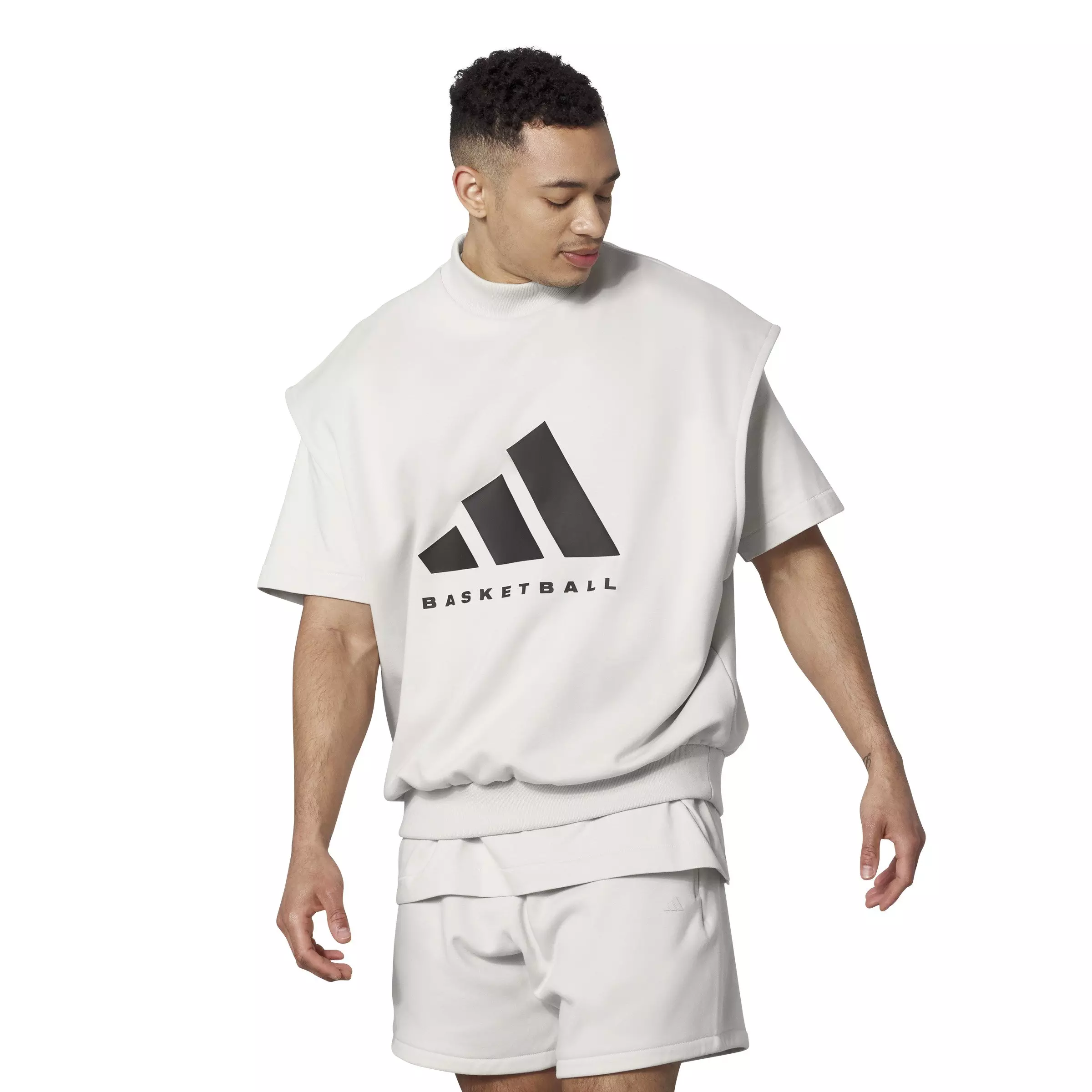 adidas Unisex Basketball Sleeveless Sweatshirt - Talc - OFF-WHITE