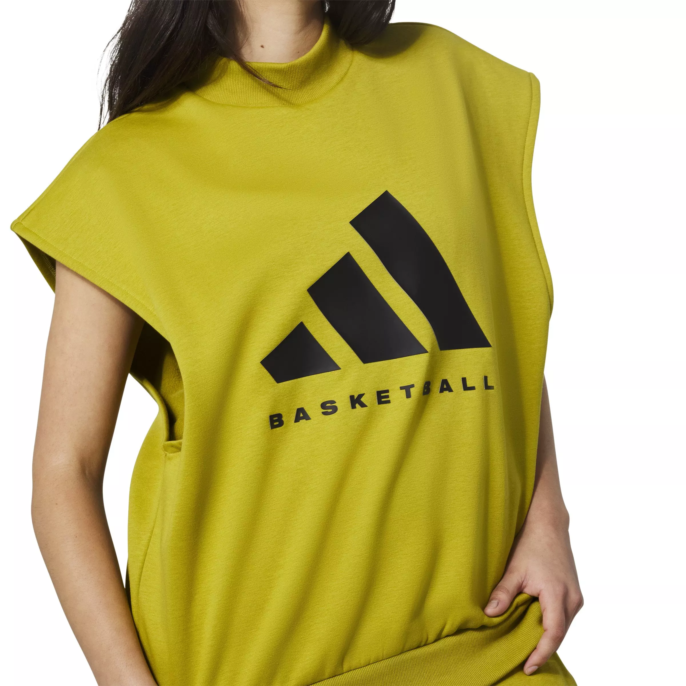 adidas Unisex Basketball Sleeveless Sweatshirt - Pulse Olive - GREEN