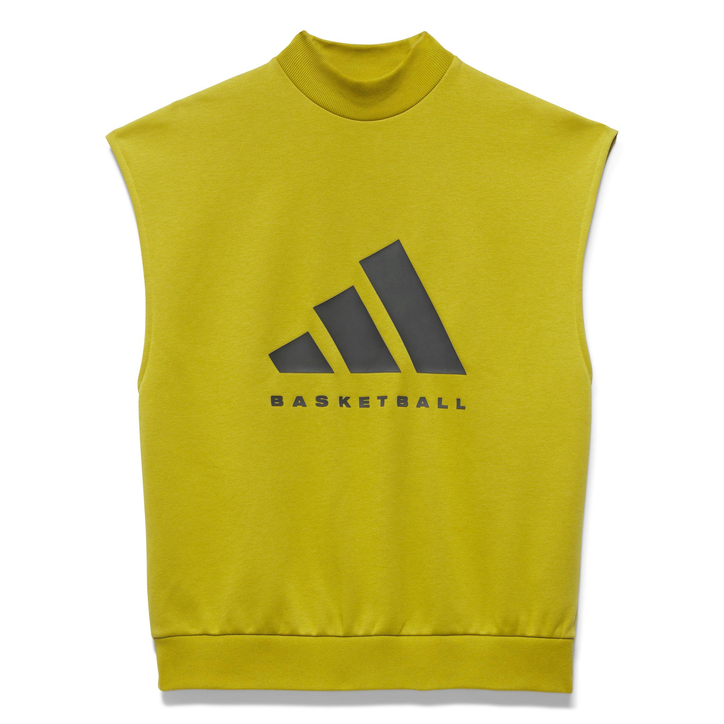 adidas Unisex Basketball Sleeveless Sweatshirt - Pulse Olive - GREEN Thumbnail View 3