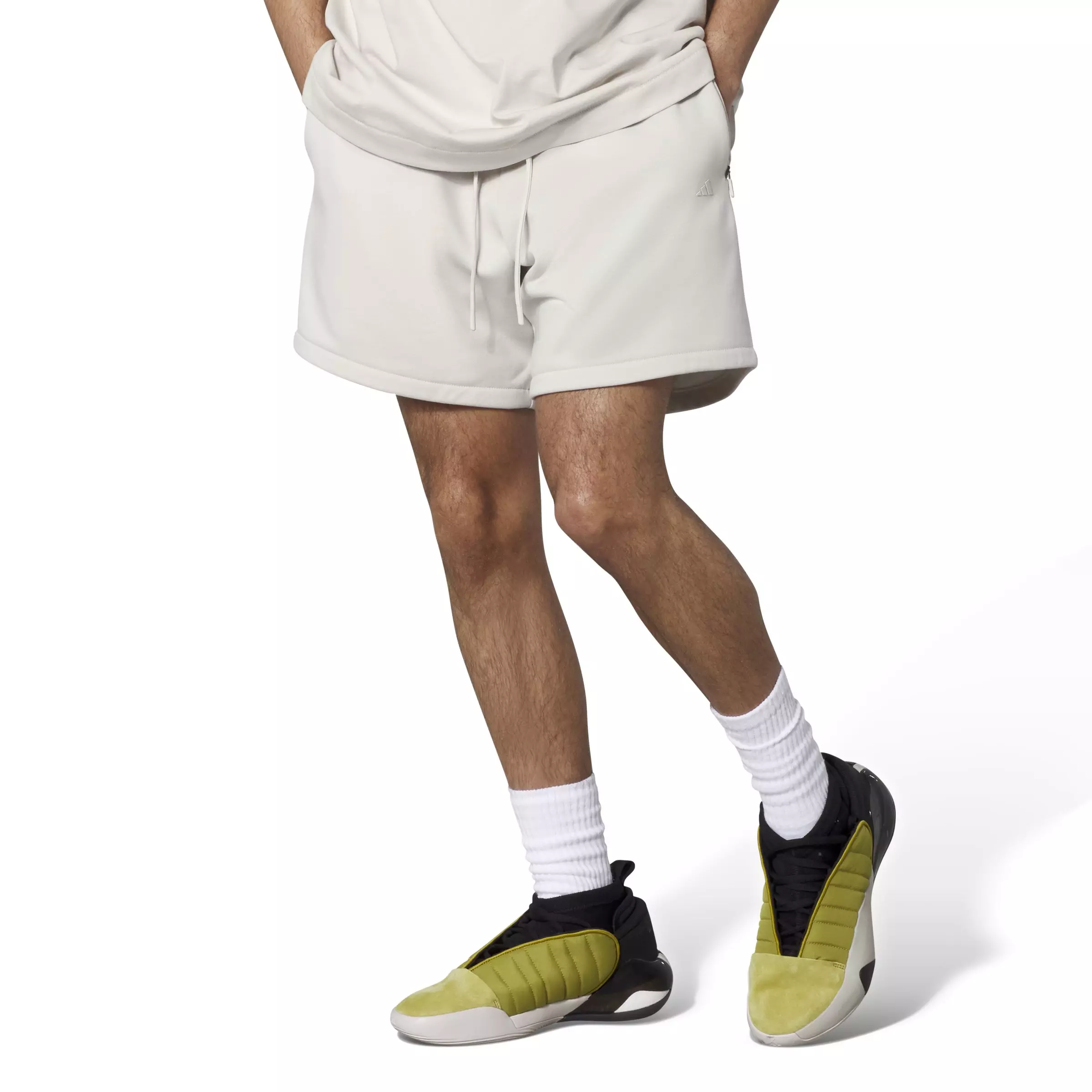 adidas Unisex Basketball Shorts - Talc - OFF-WHITE
