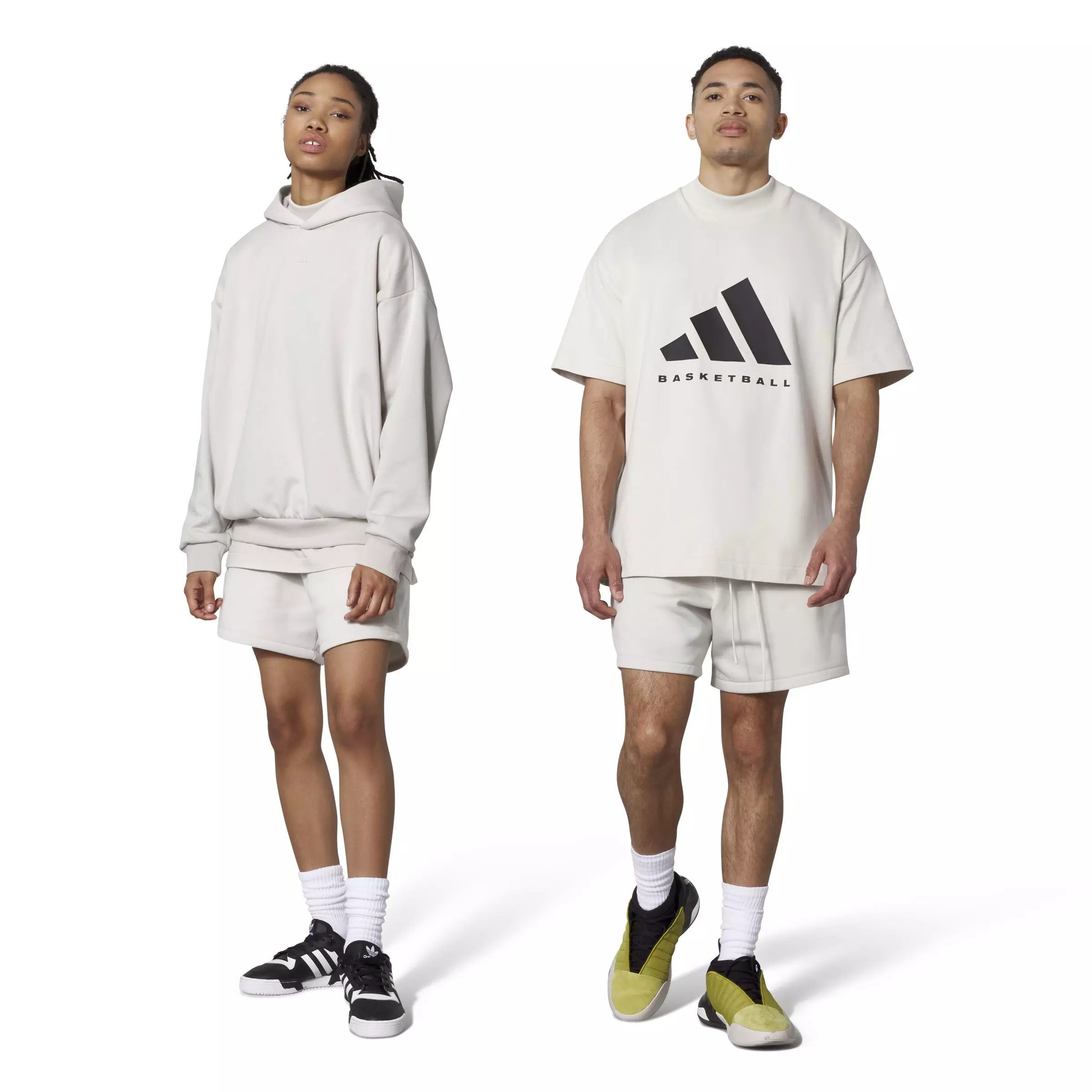 adidas Unisex Basketball Shorts - Talc - OFF-WHITE