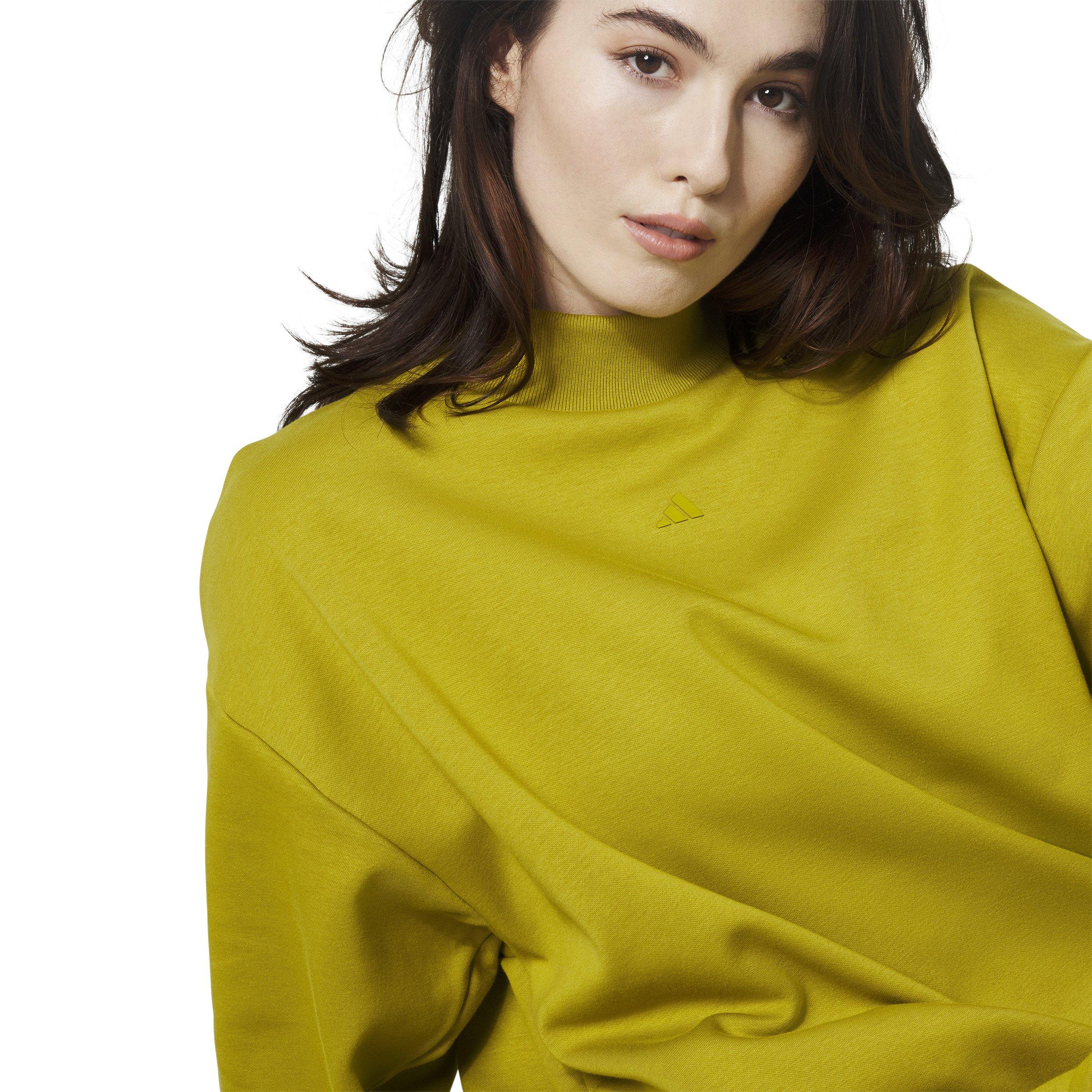 adidas Unisex Basketball Crew Sweatshirt - Pulse Olive - GREEN Thumbnail View 2