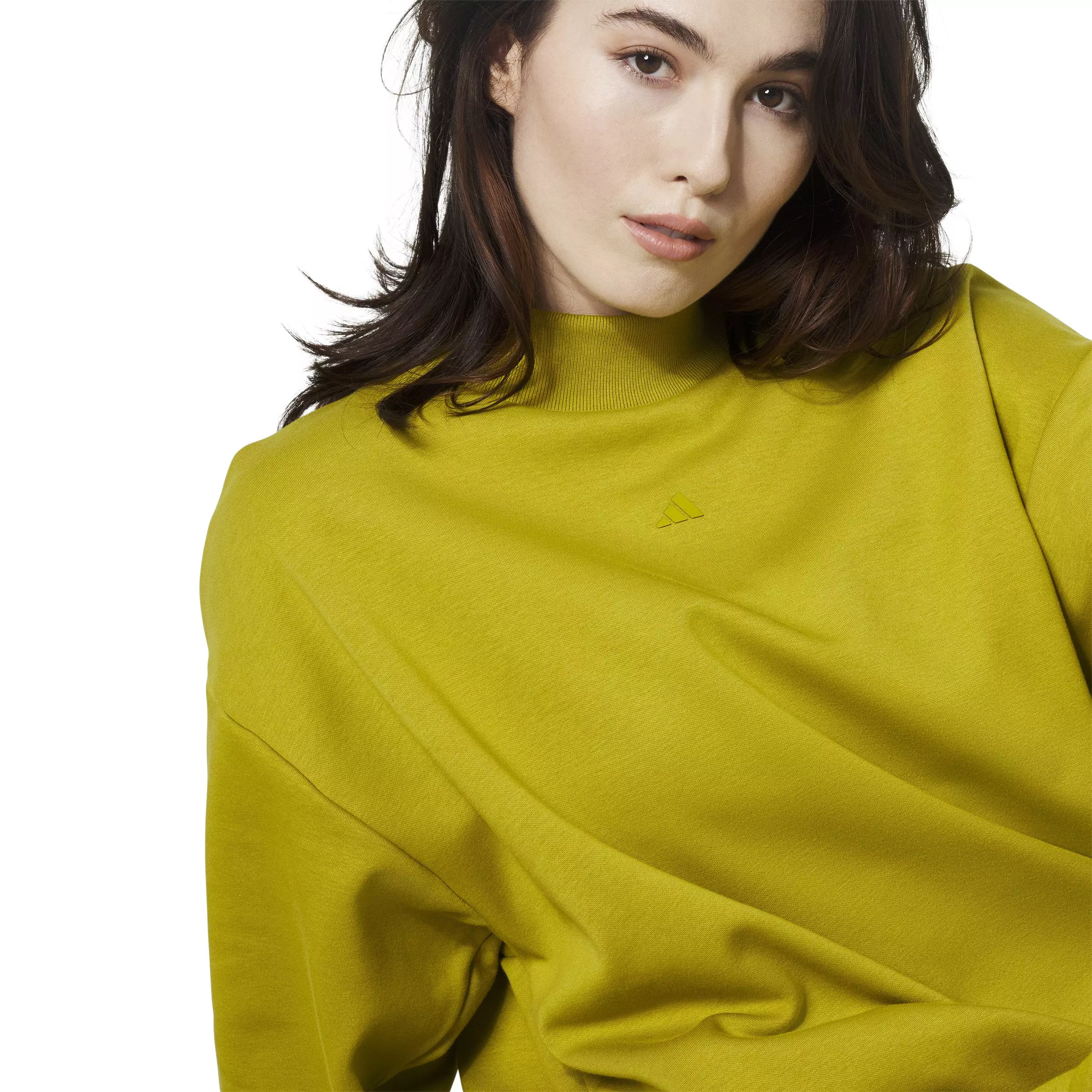 adidas Unisex Basketball Crew Sweatshirt - Pulse Olive - GREEN