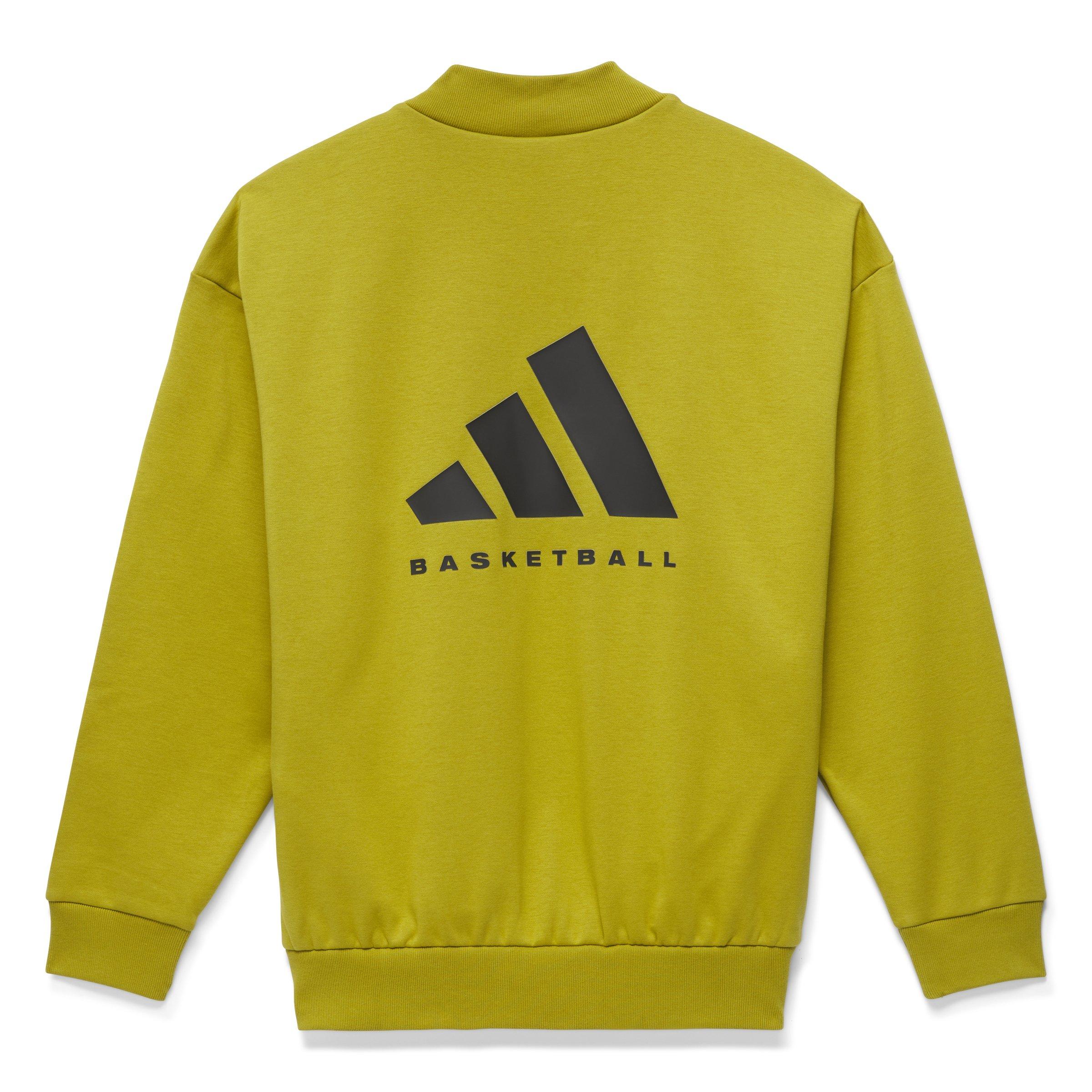 adidas Unisex Basketball Crew Sweatshirt - Pulse Olive - GREEN Thumbnail View 5