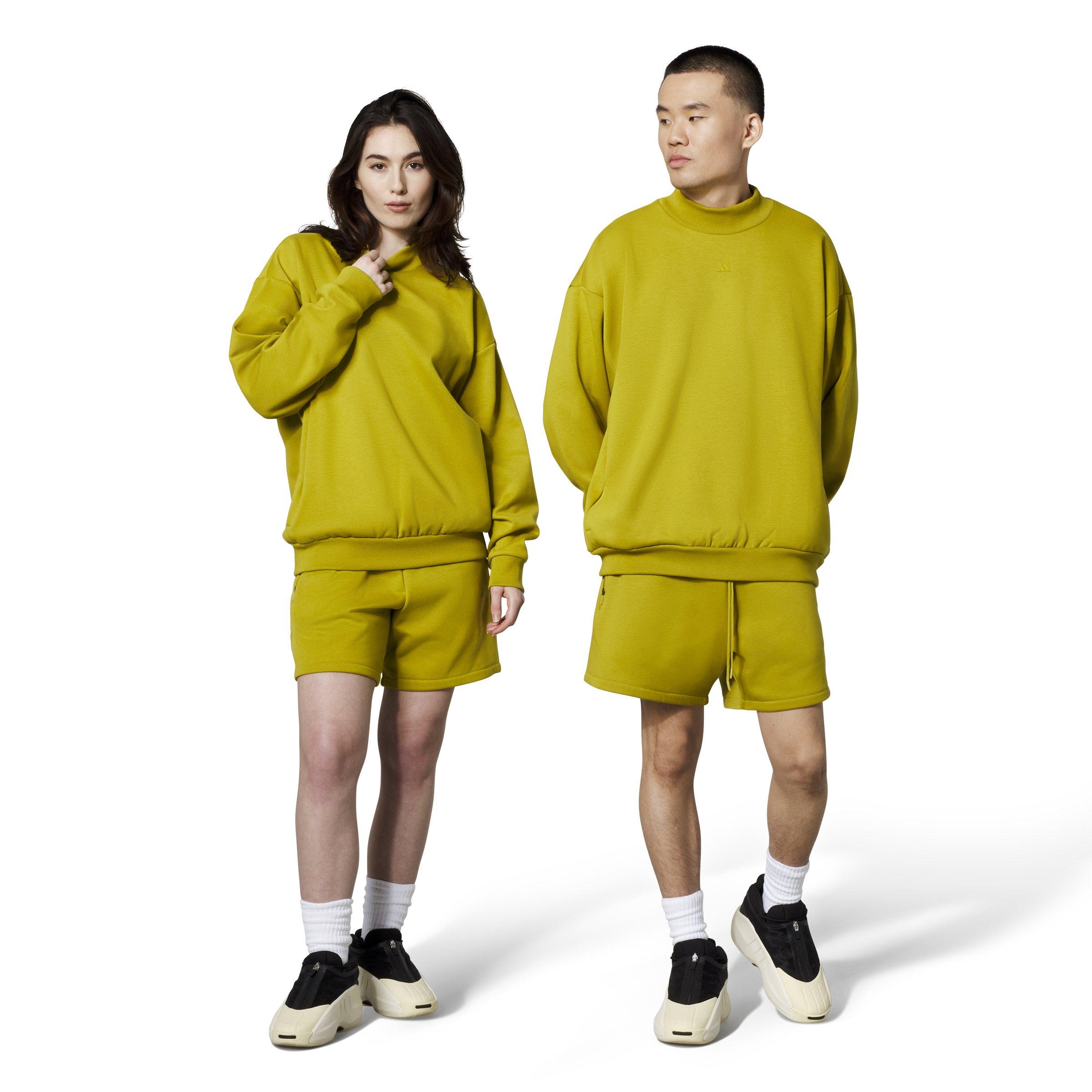 adidas Unisex Basketball Crew Sweatshirt - Pulse Olive - GREEN Thumbnail View 3