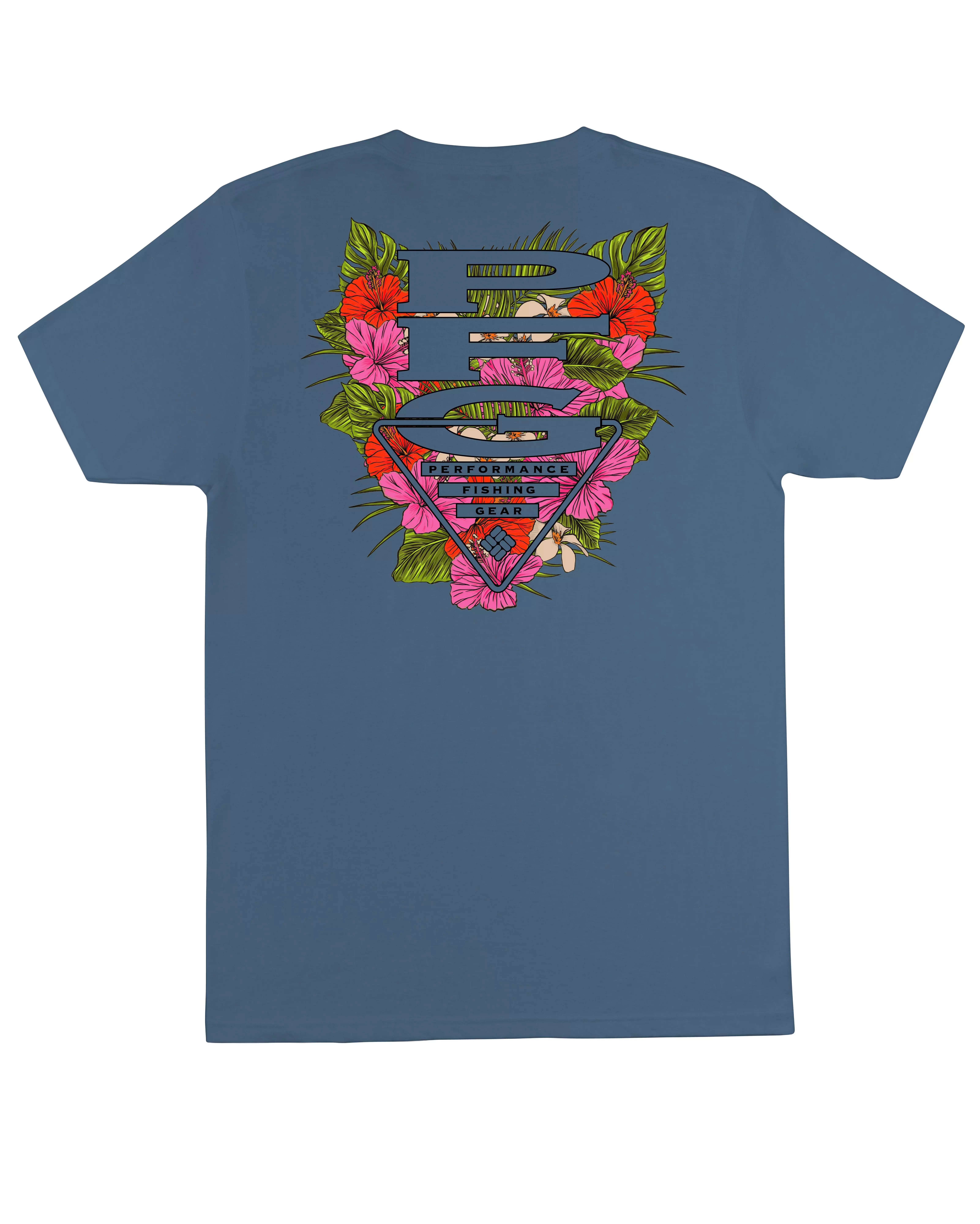 Columbia Men's PFG Floral Tee-Blue - BLUE