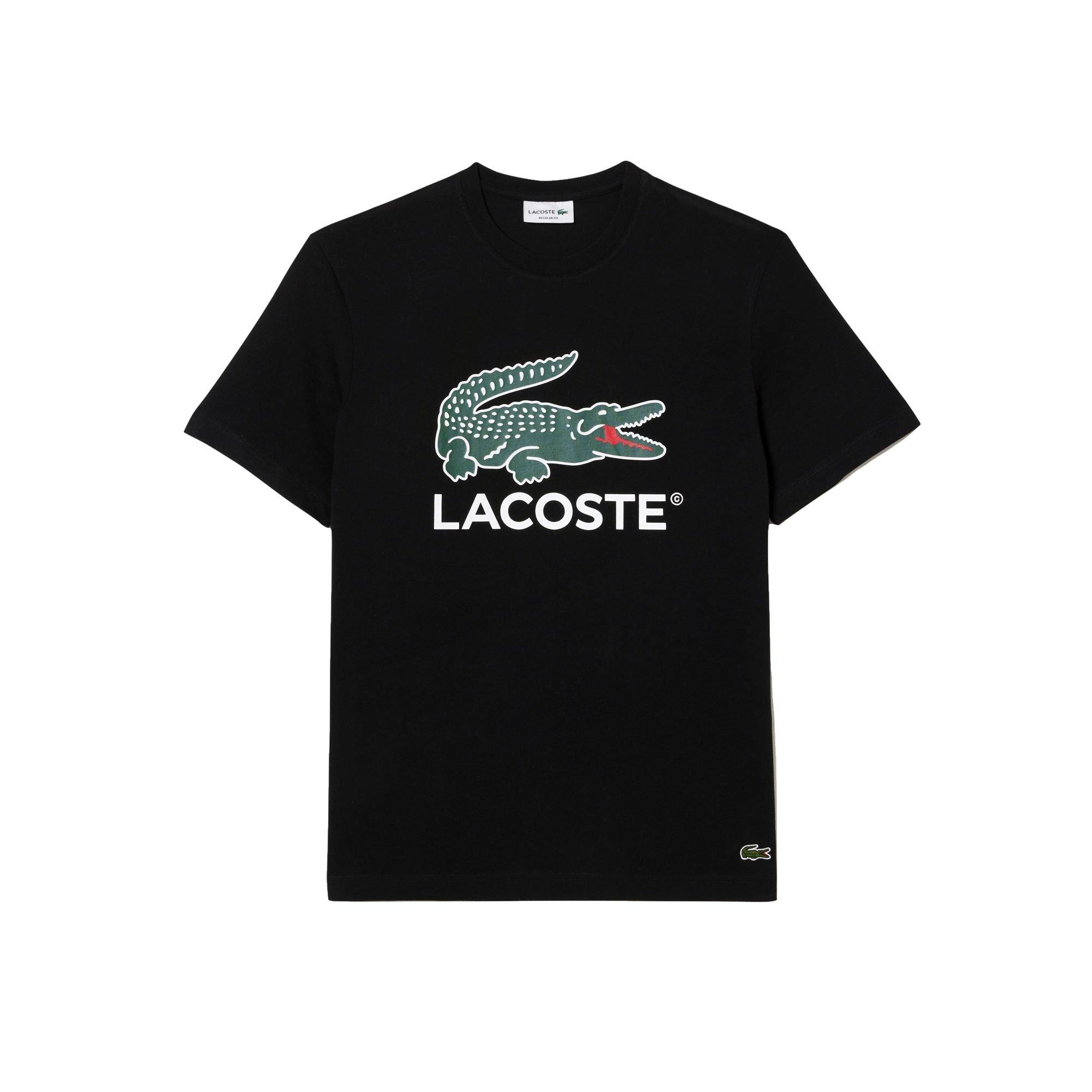 Lacoste Men's Croc Wordmark Tee - Black - BLACK