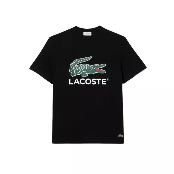 Lacoste Men's Croc Wordmark Tee - Black - Hibbett | City Gear