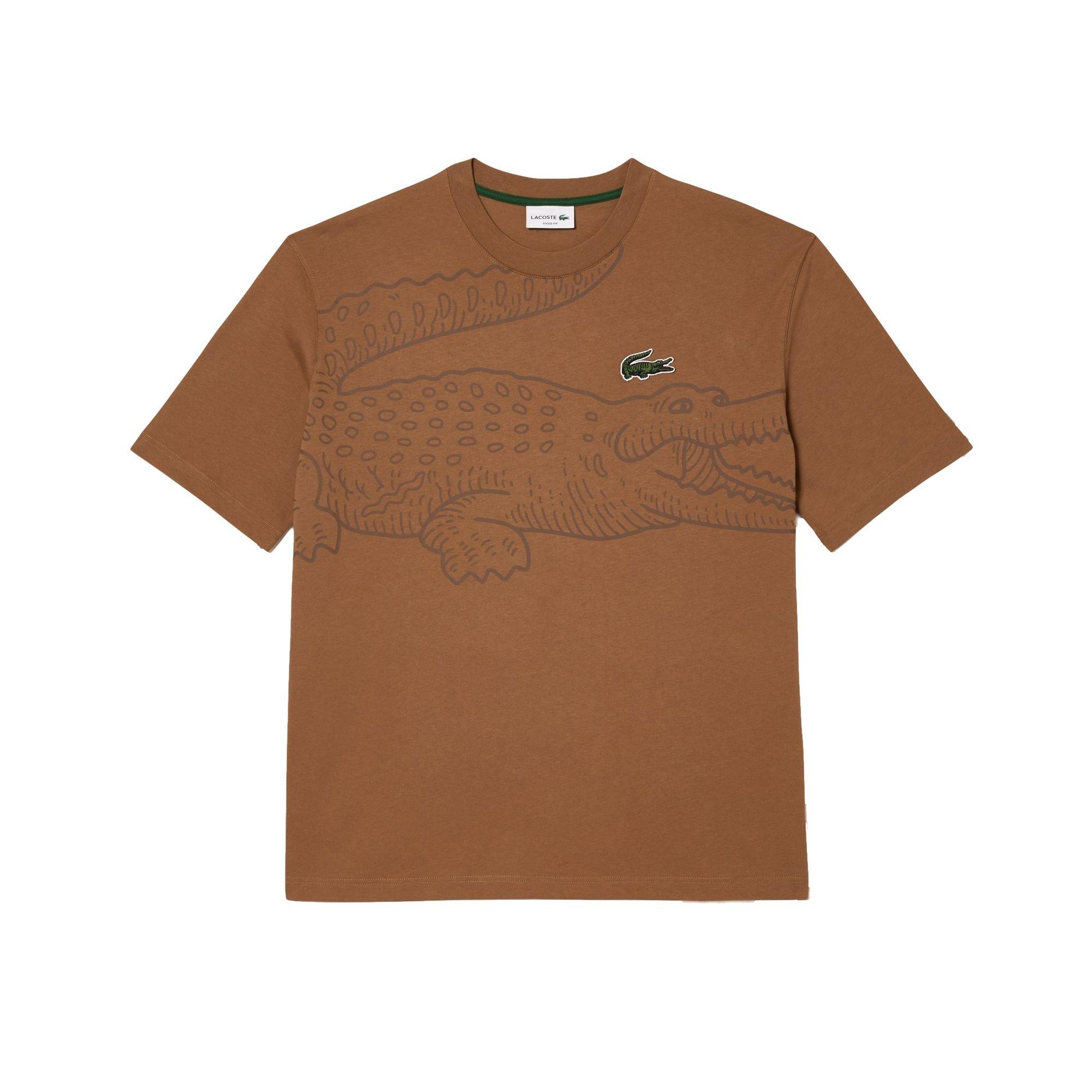 Lacoste Men's Croc Patch Tee - Brown - BROWN