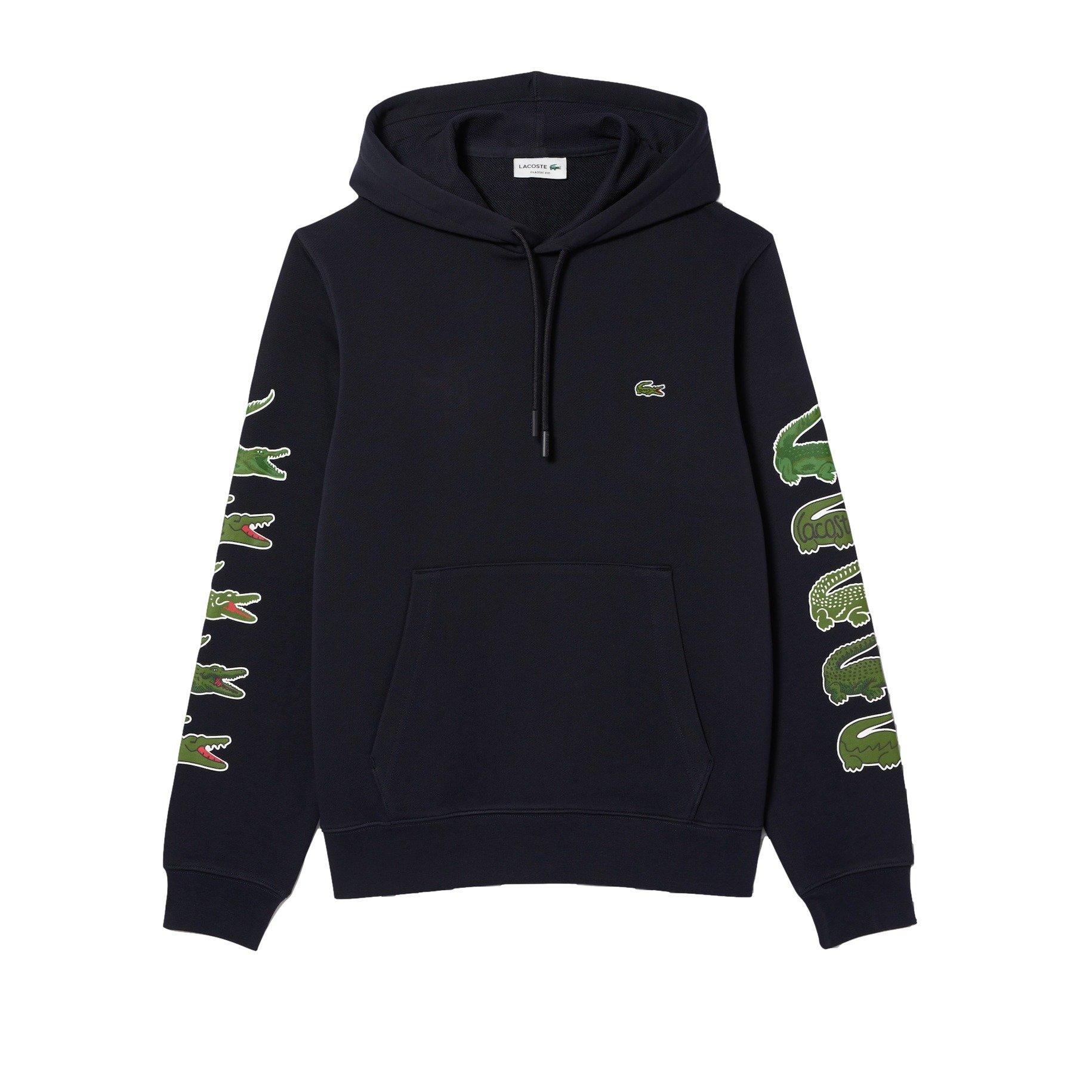 Lacoste Men's Stack Crocodile Logo Pullover Hoodie - NAVY