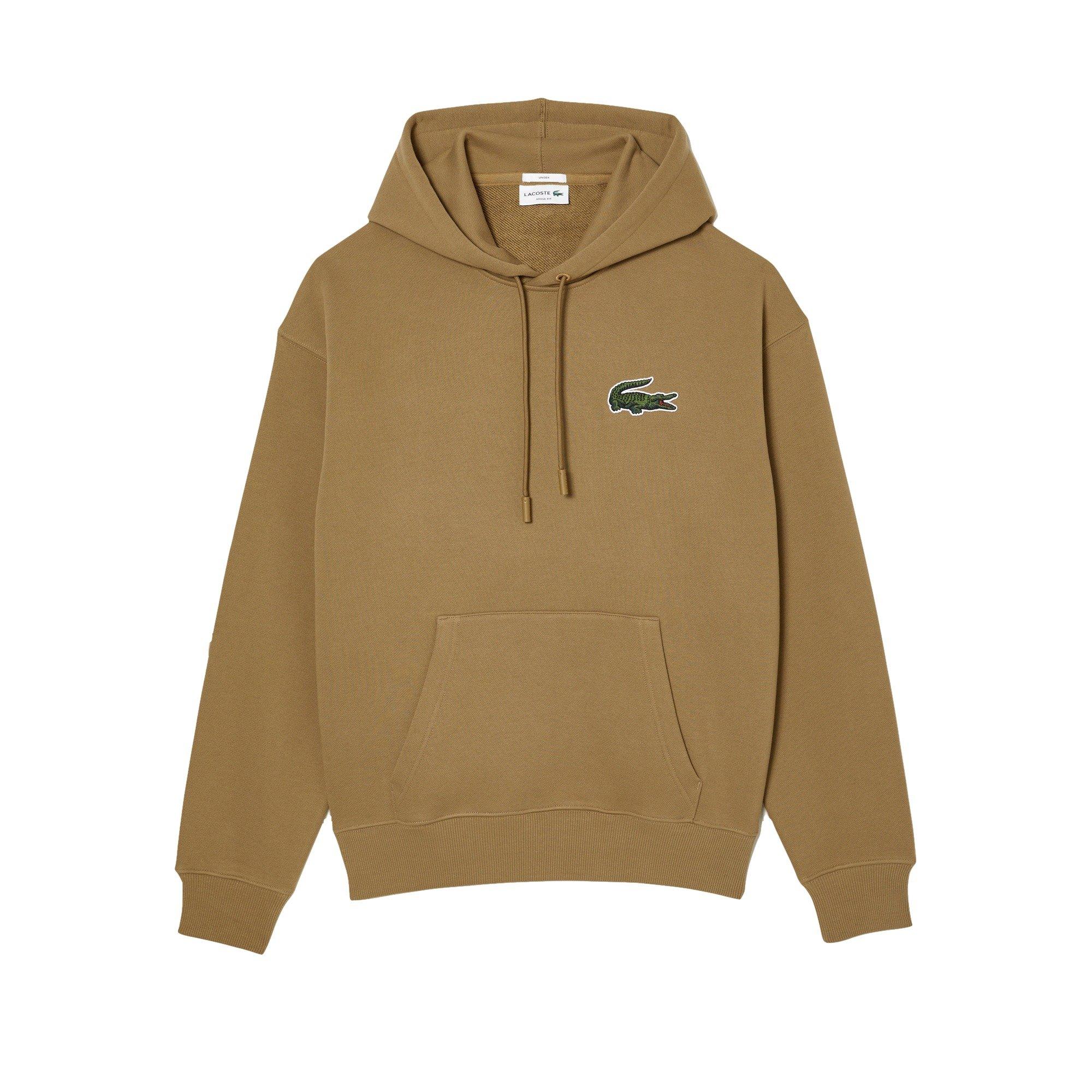 Lacoste Men's Croc Patch Pullover Hoodie-Brown - BROWN