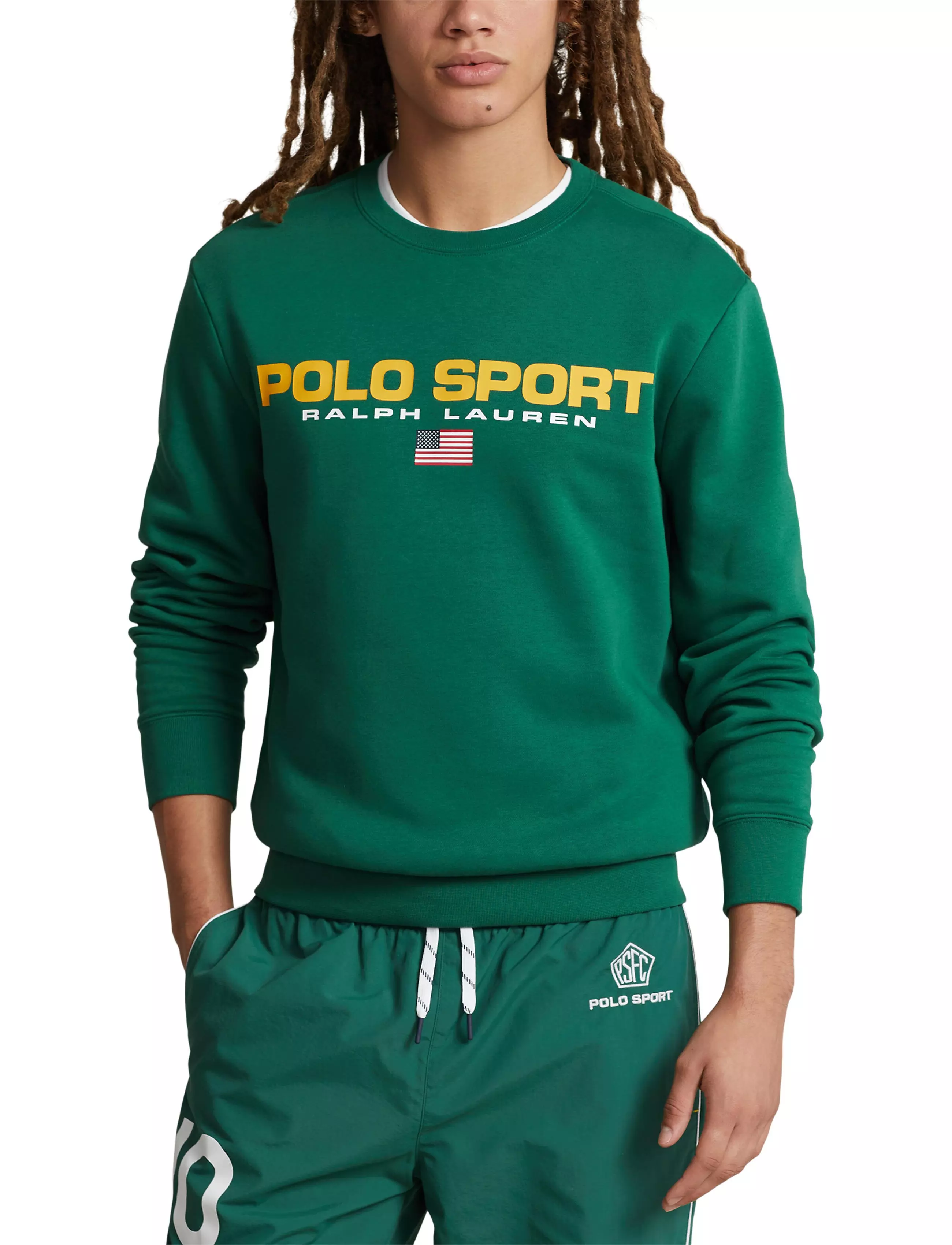 Polo Men's Sport Fleece Crew-Green - GREEN