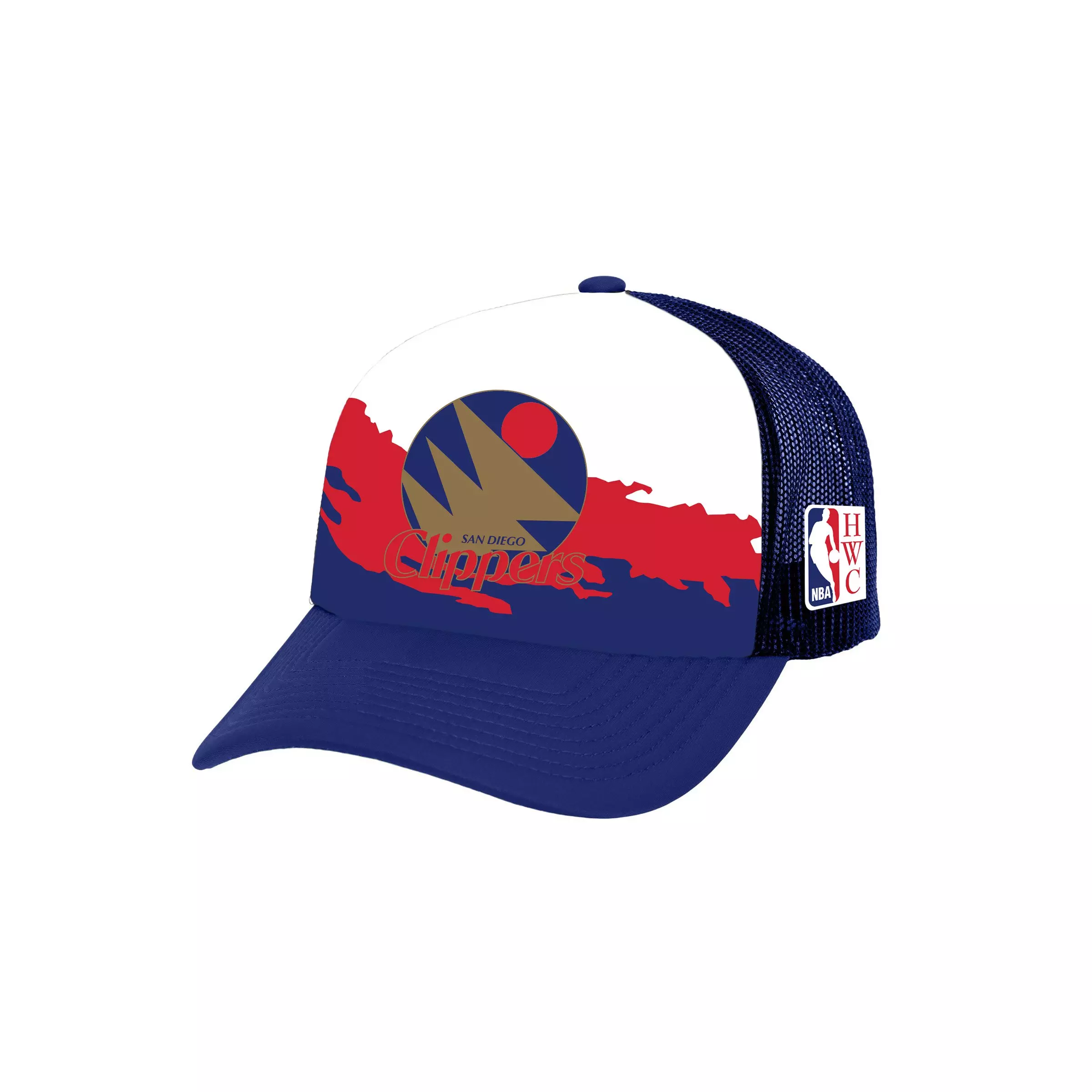 Mitchell & Ness Los Angeles Clippers Paintbrush Trucker Snapback - NAVY/RED