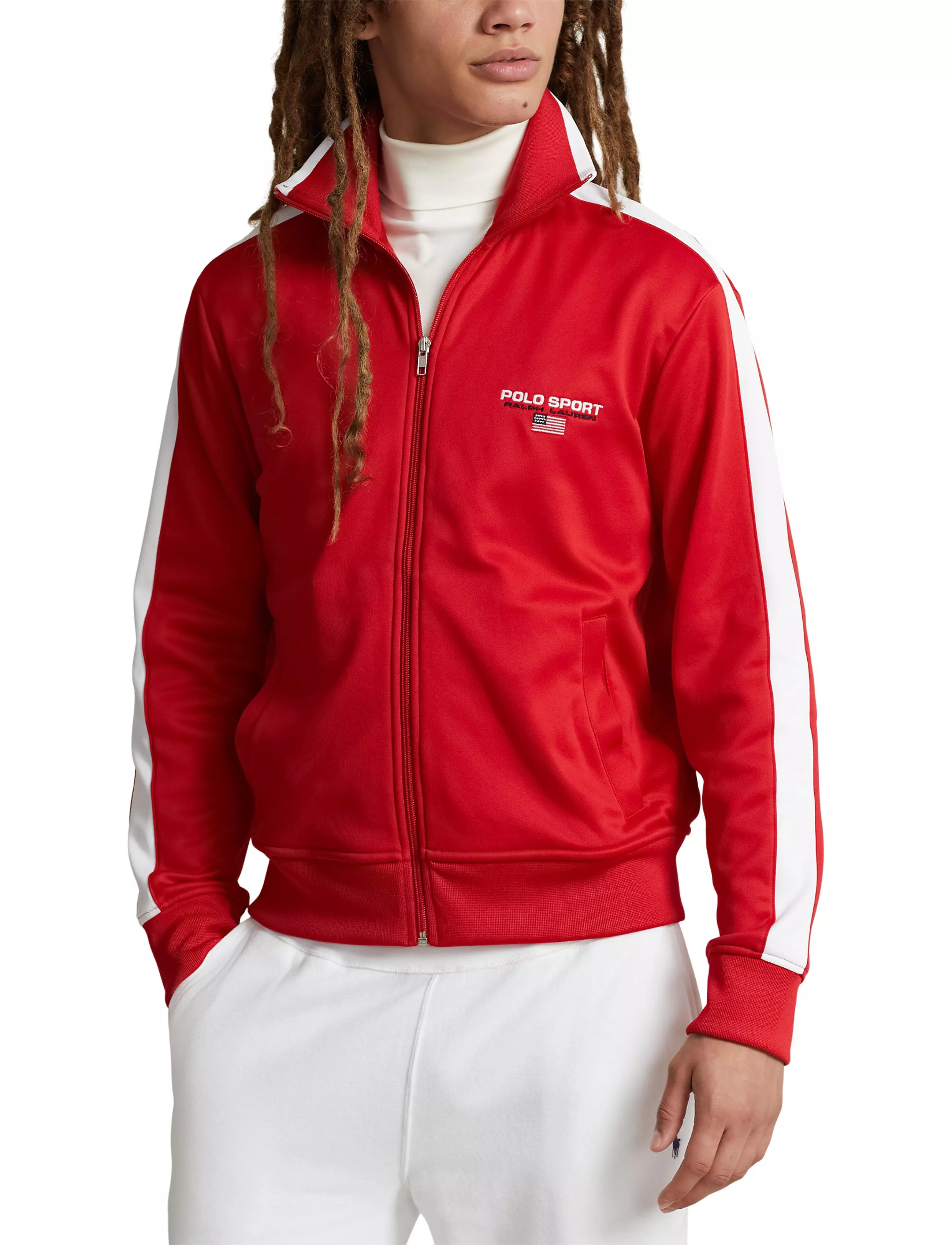 Polo Men's Sport Track Jacket-Red - RED