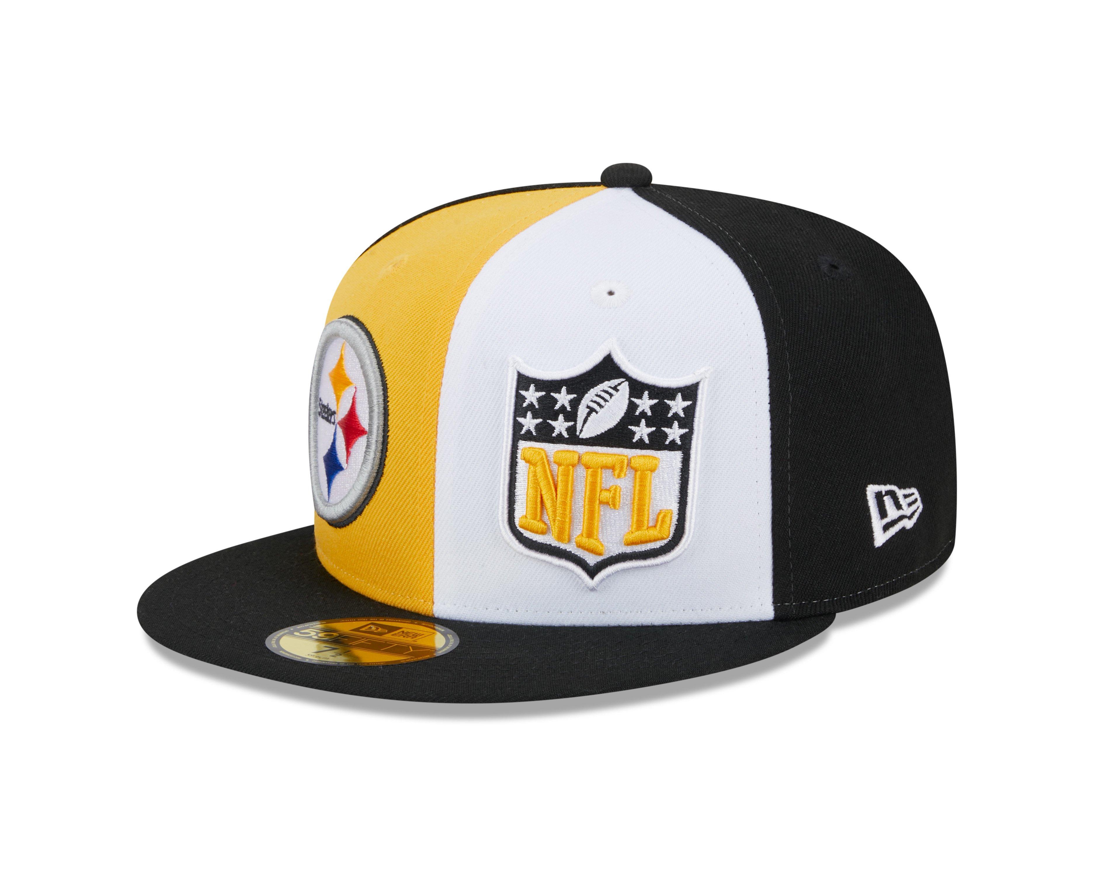 Pittsburgh Steelers Hat Cap Fitted Mens 7 1/8 Black New Era NFL Football Men