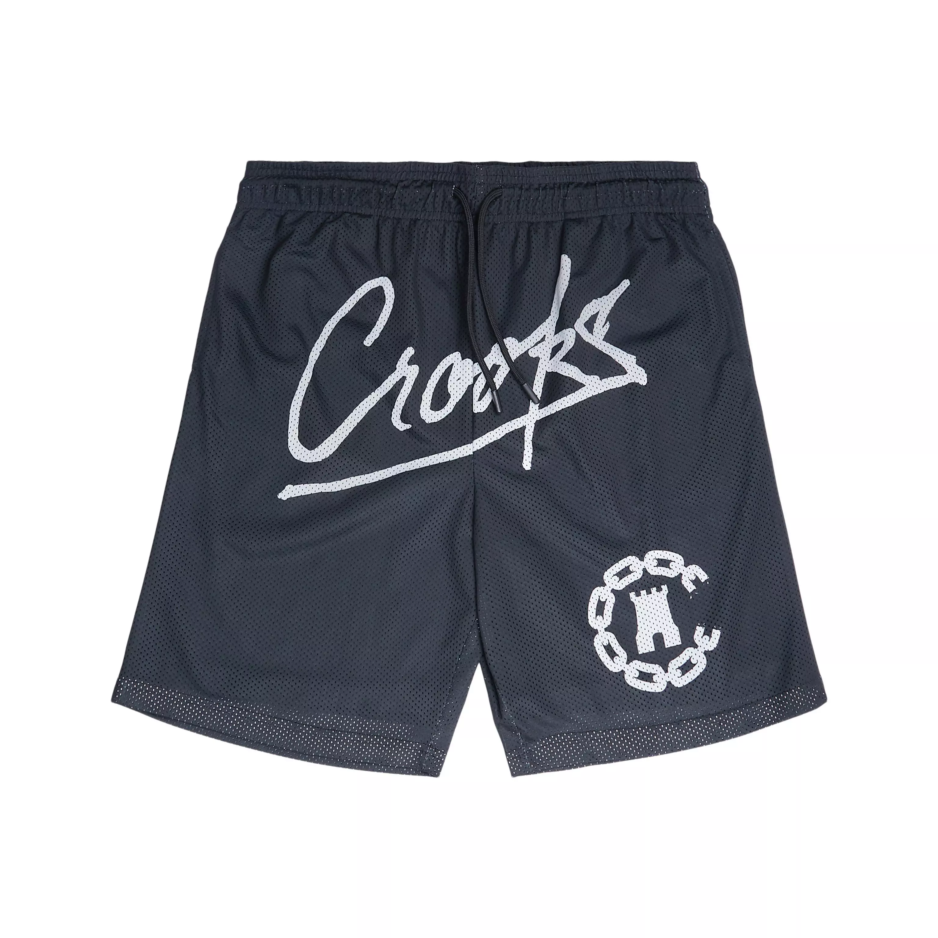 Crooks And Castles Men's Mesh Script Sweat Shorts - BLACK