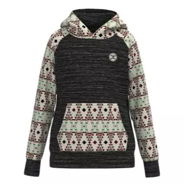 Hooey Big Girls' Summit Pullover Hoodie-Charcoal - CHARCOAL