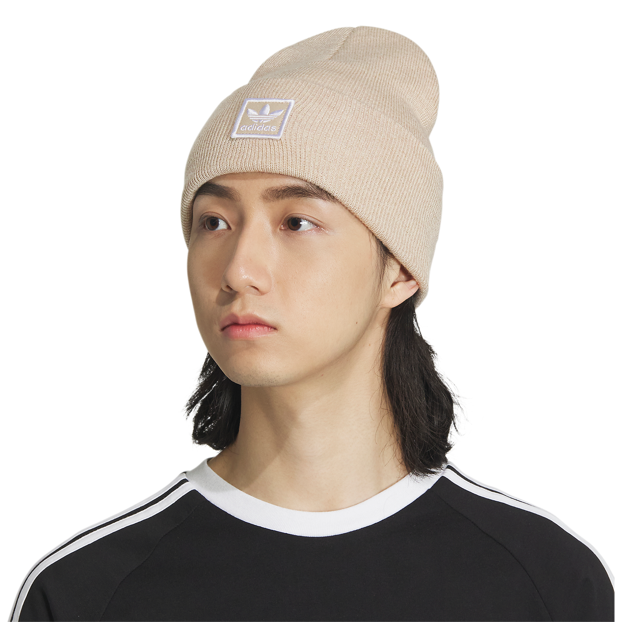 adidas Oversize Cuff Trefoil Beanie - BEIGE Thumbnail View 1