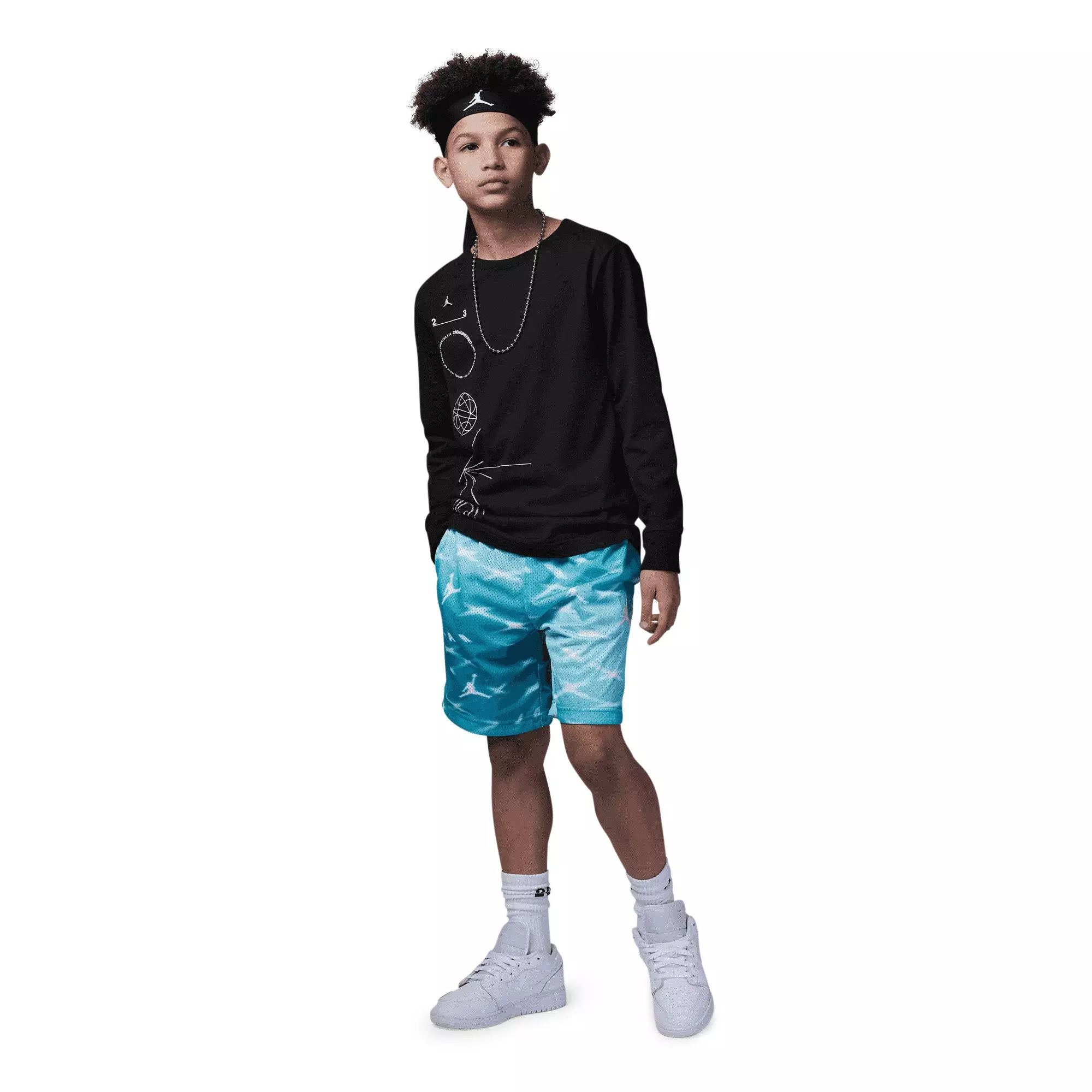 Jordan Big Boys' Essentials Printed Shorts - BLUE