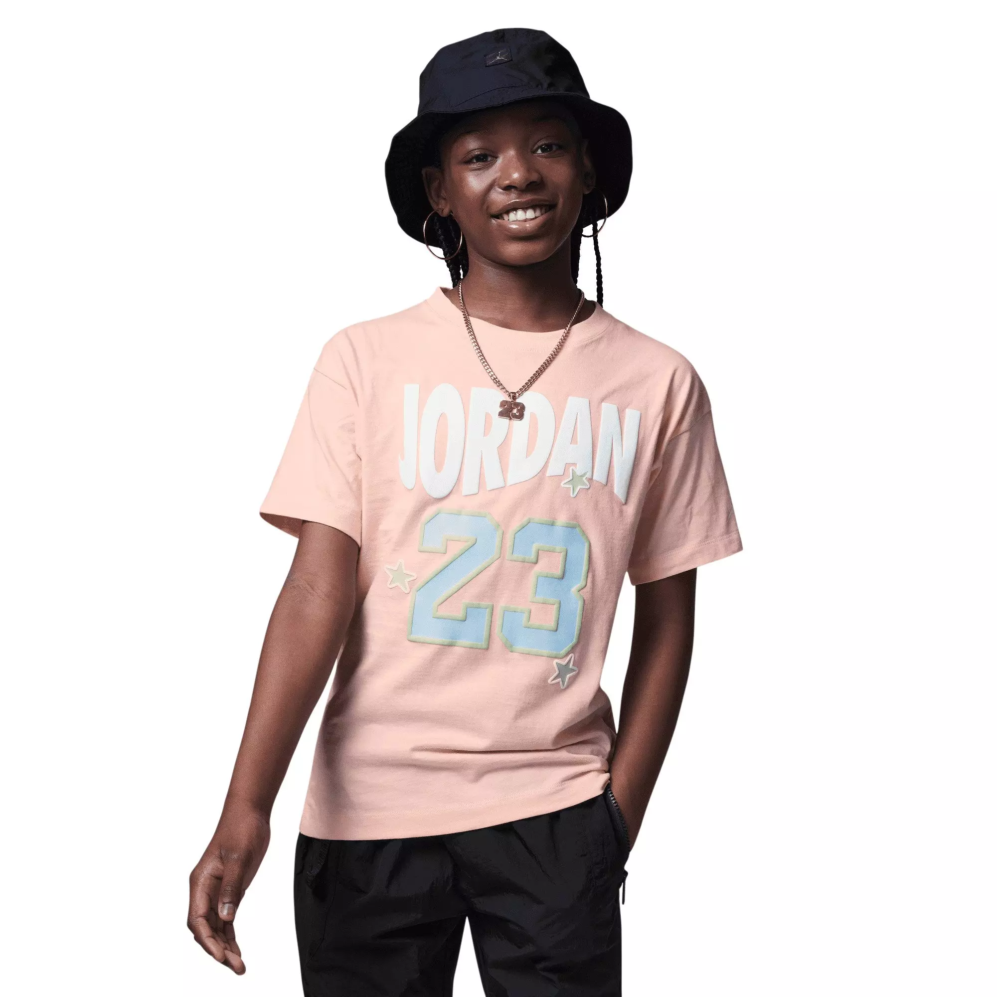 Jordan Big Girls' Icon Play Team Tee - ORANGE/BLUE