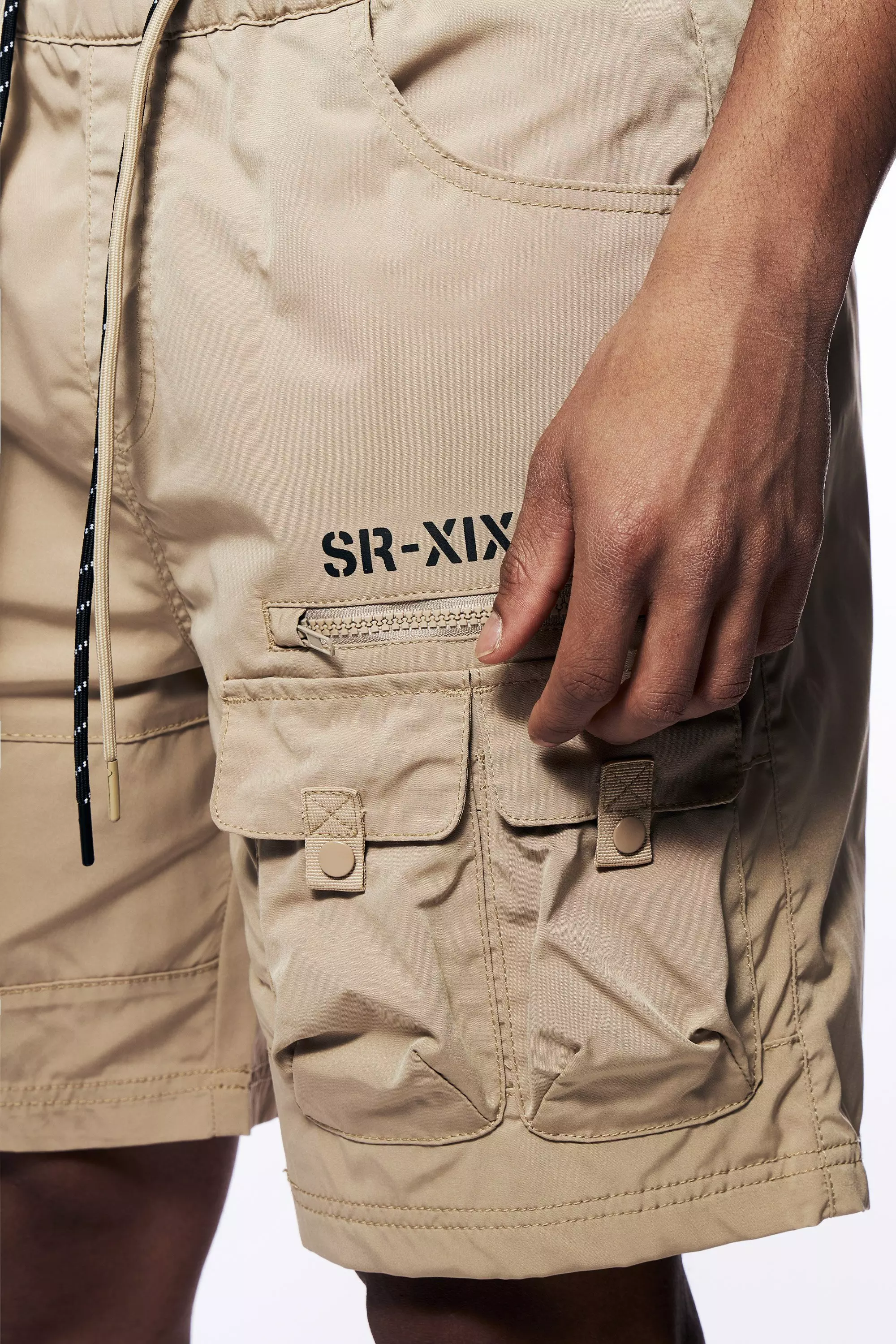 Smoke Rise Men's Nylon Utility Shorts - Khaki - KHAKI