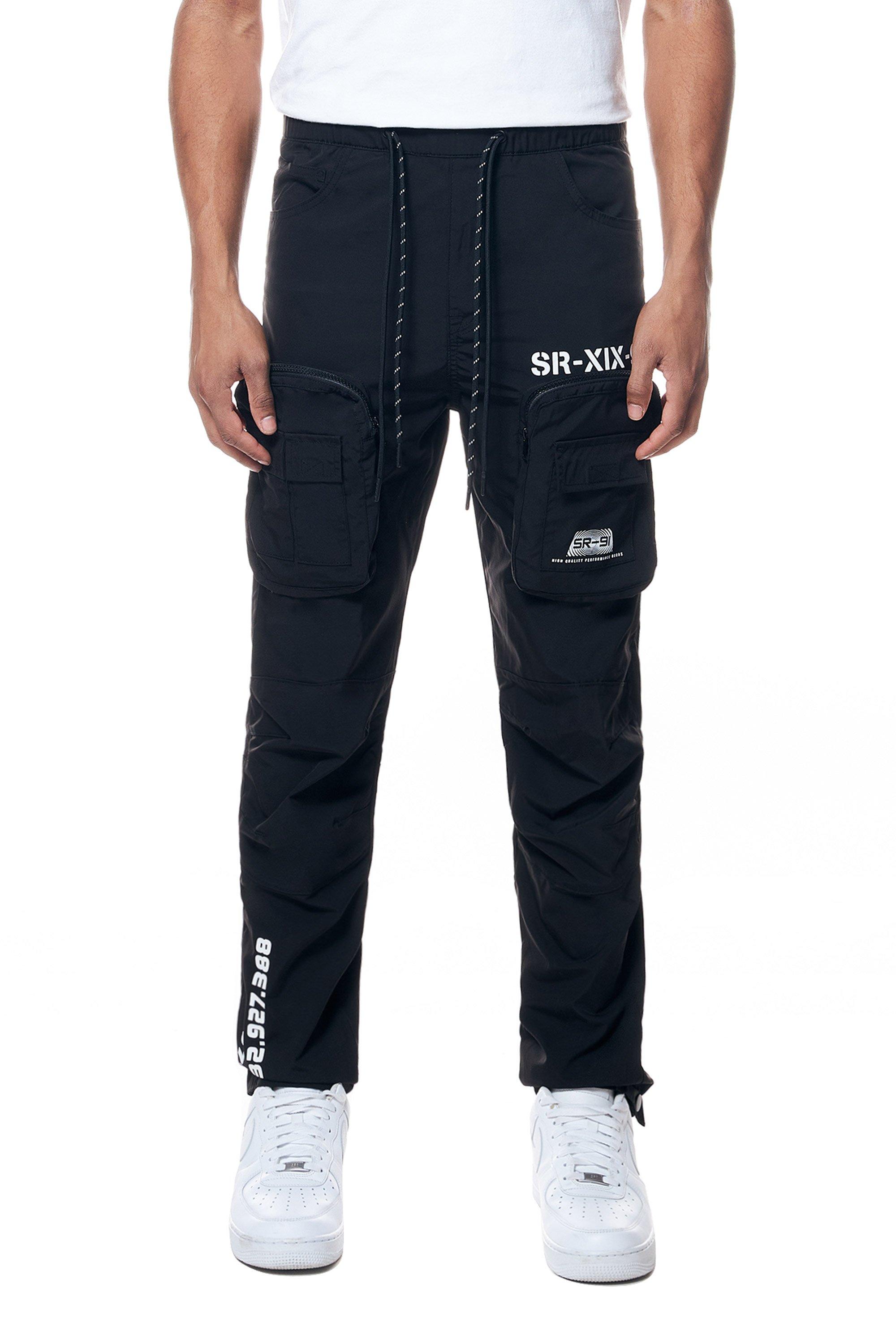 Smoke Rise Men's Printed Nylon Utility Pants - Black - BLACK Thumbnail View 1
