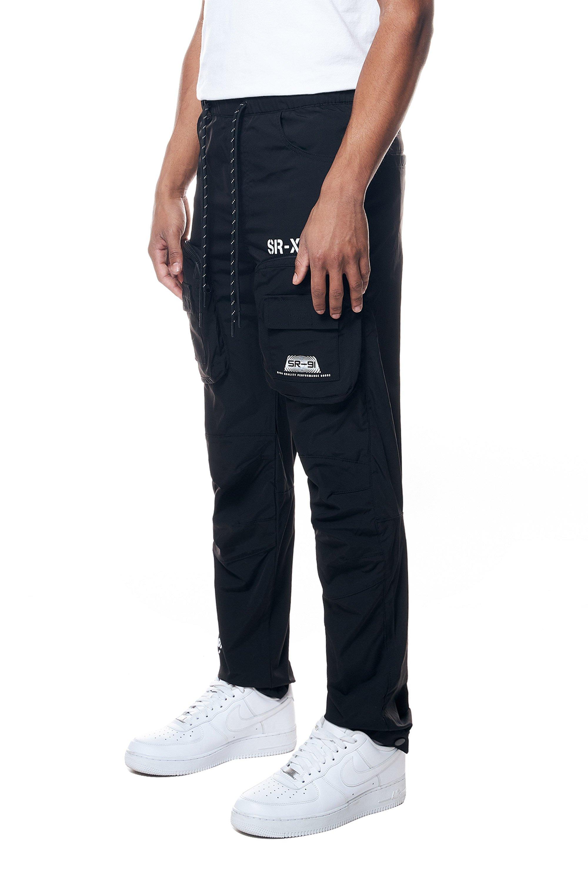 Smoke Rise Men's Printed Nylon Utility Pants - Black - BLACK Thumbnail View 3