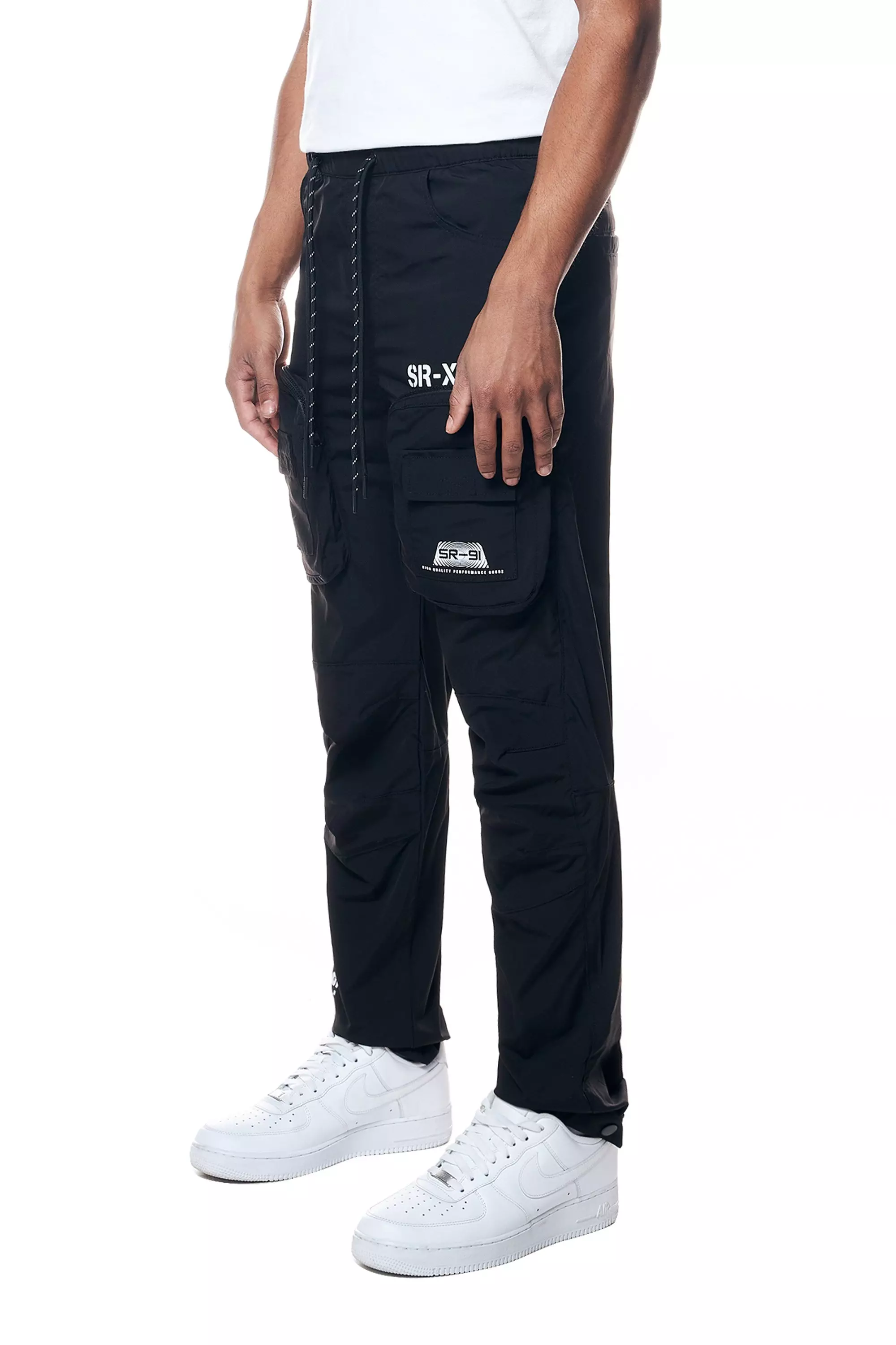Smoke Rise Men's Printed Nylon Utility Pants - Black - BLACK