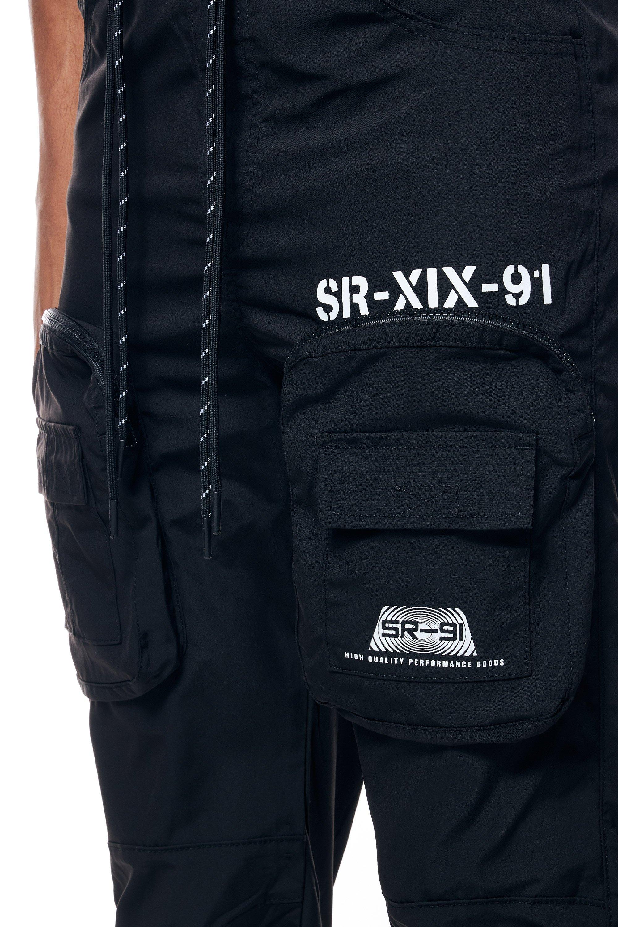 Smoke Rise Men's Printed Nylon Utility Pants - Black - BLACK Thumbnail View 4