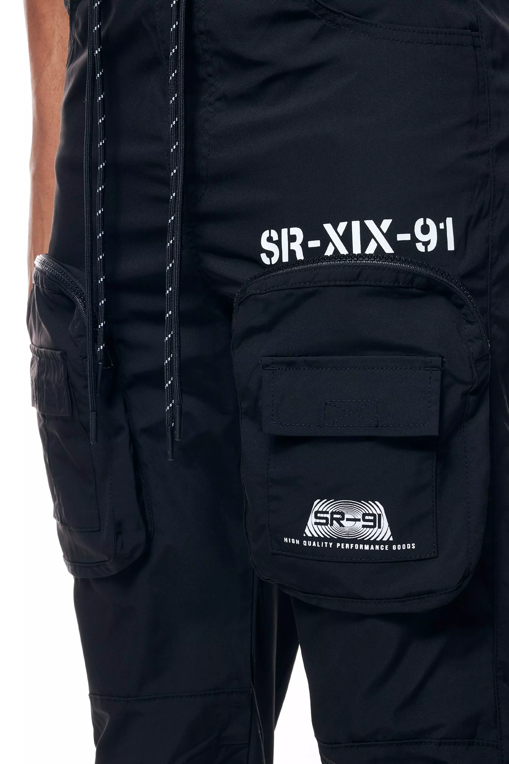 Smoke Rise Men's Printed Nylon Utility Pants - Black - BLACK