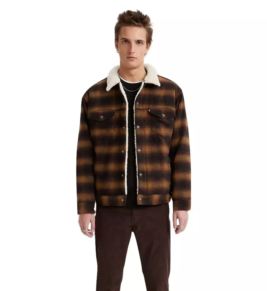 Levi's Men's Scottie Plaid Meteorites Jacket - BROWN