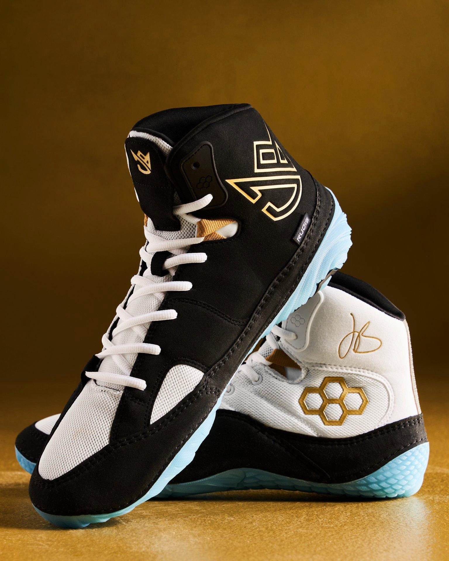 Rudis Jordan Burroughs JB1 "All I See Is Gold - Ice" Men's Wrestling Shoe - BLACK/WHITE Thumbnail View 2
