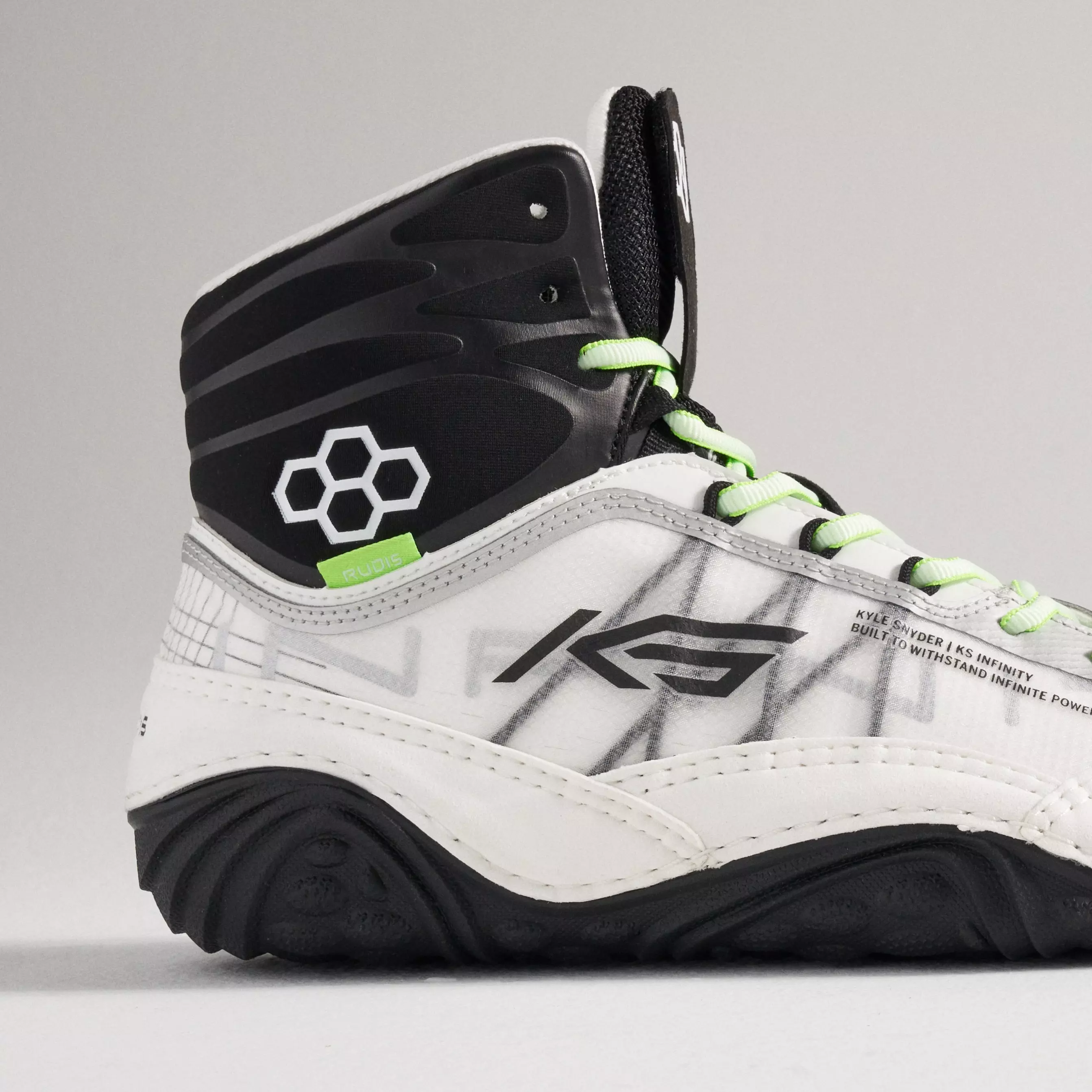 Rudis KS Infinity "Yang White/Lime" Men's Wrestling Shoe - WHITE/LIME