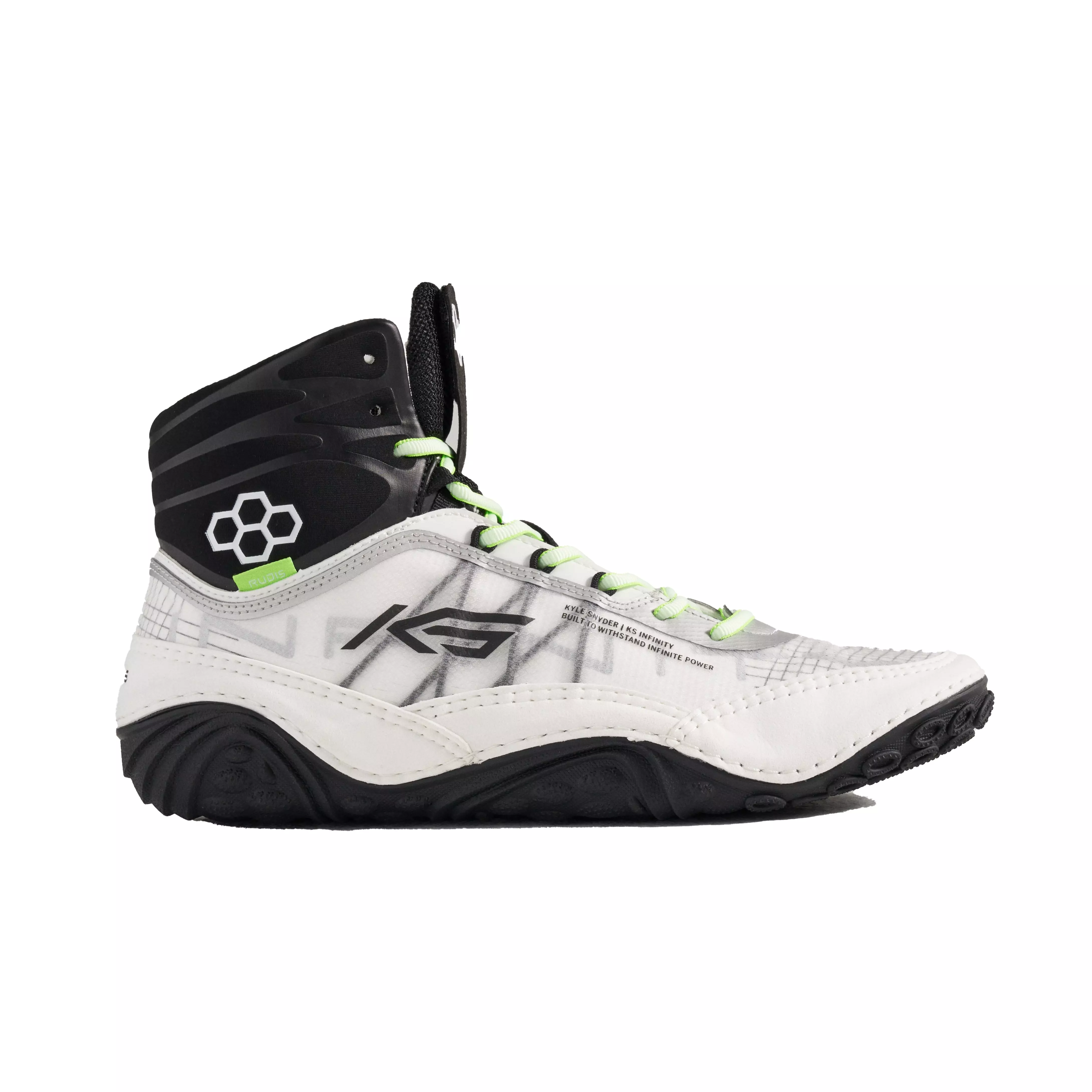 Rudis KS Infinity "Yang White/Lime" Men's Wrestling Shoe - WHITE/LIME