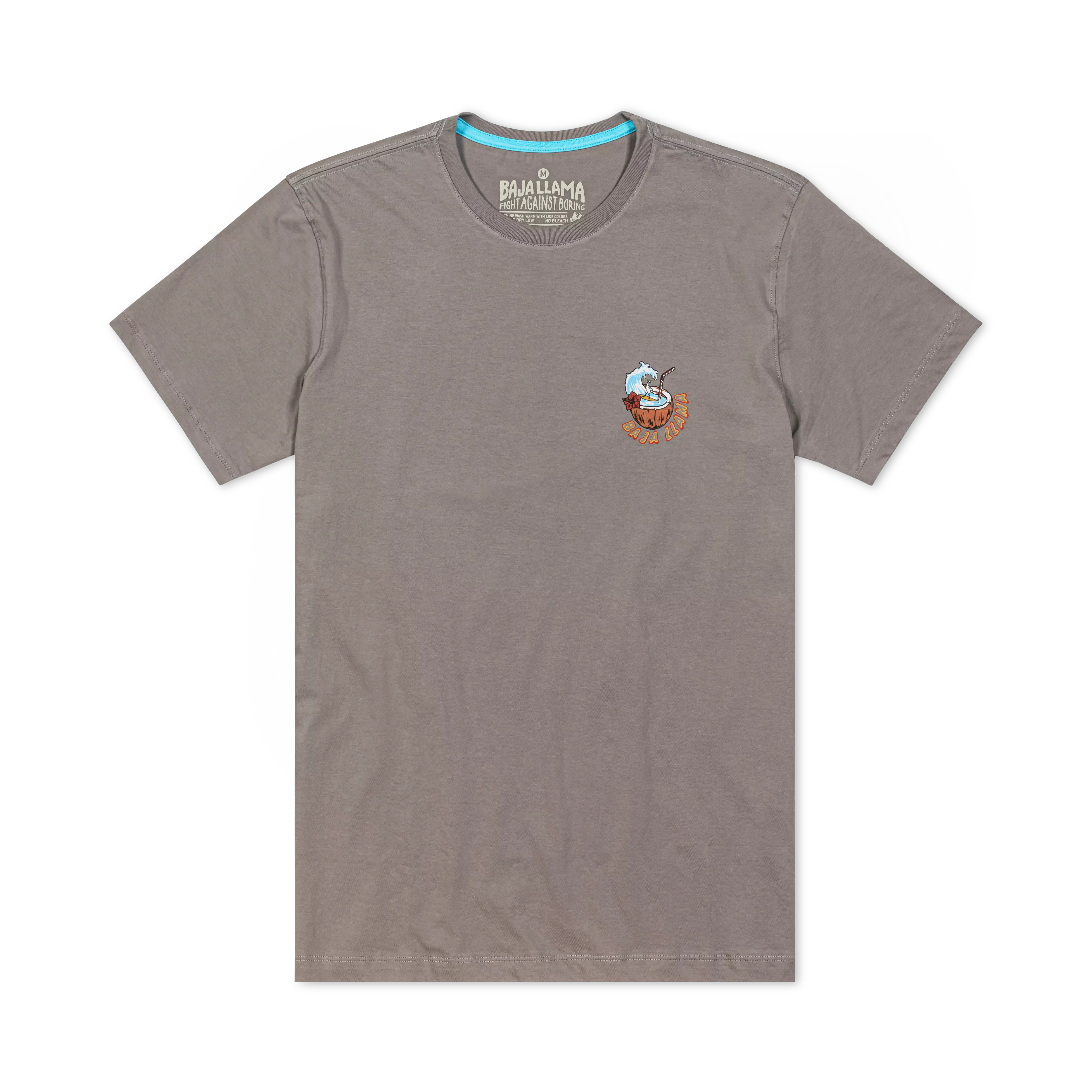 Baja Llama Men's Llama Surfer Tee-Grey - GREY