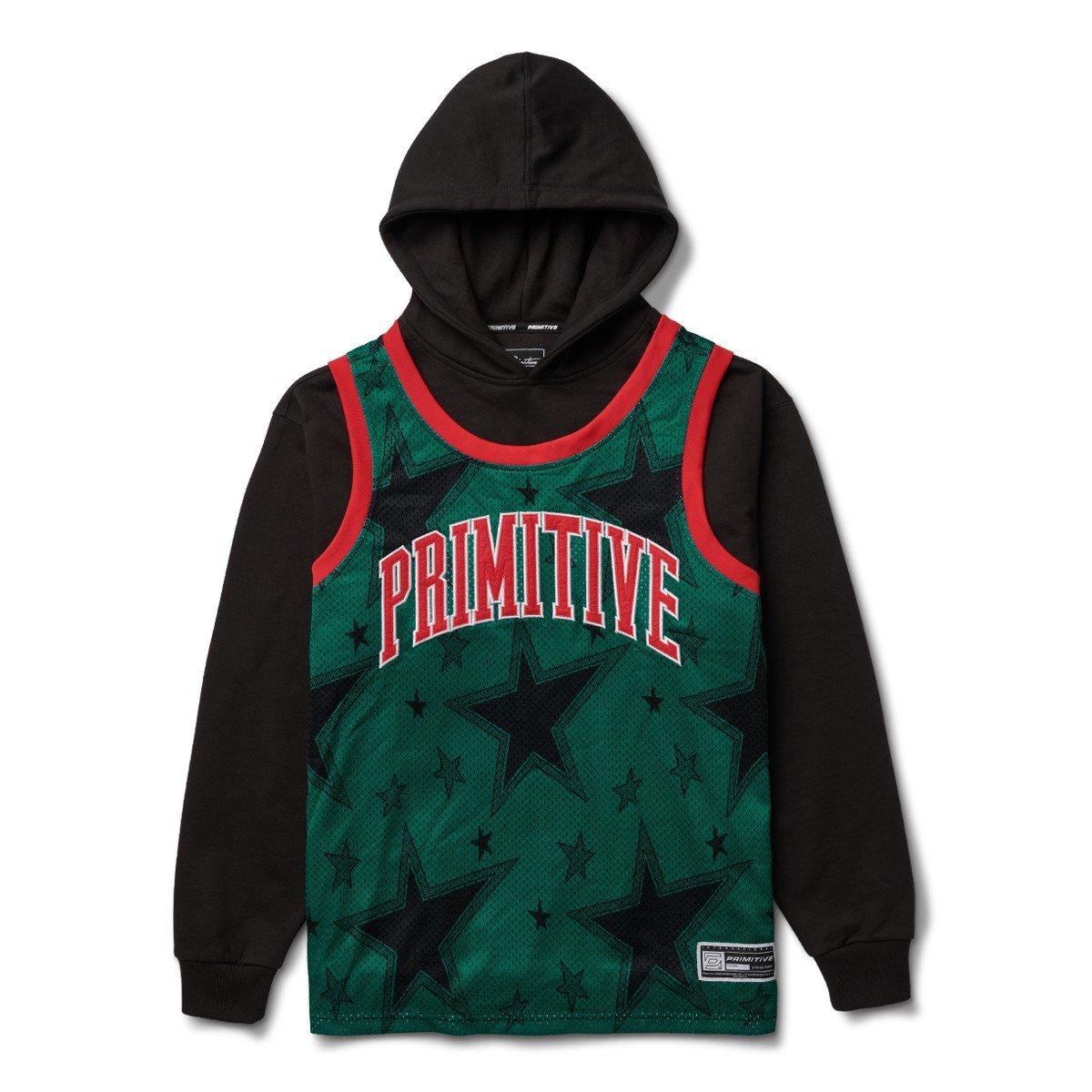 Primitive Twofer Black Hooded Basketball Jersey