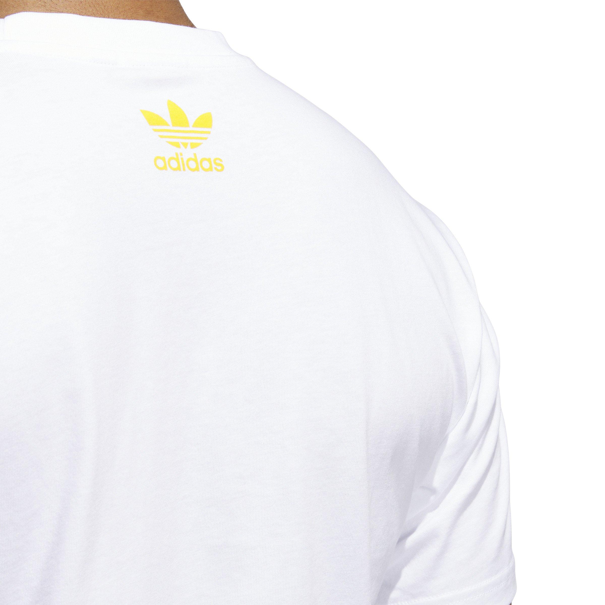 adidas Men's Collegiate Stacked Trefoil Tee - WHITE Thumbnail View 4