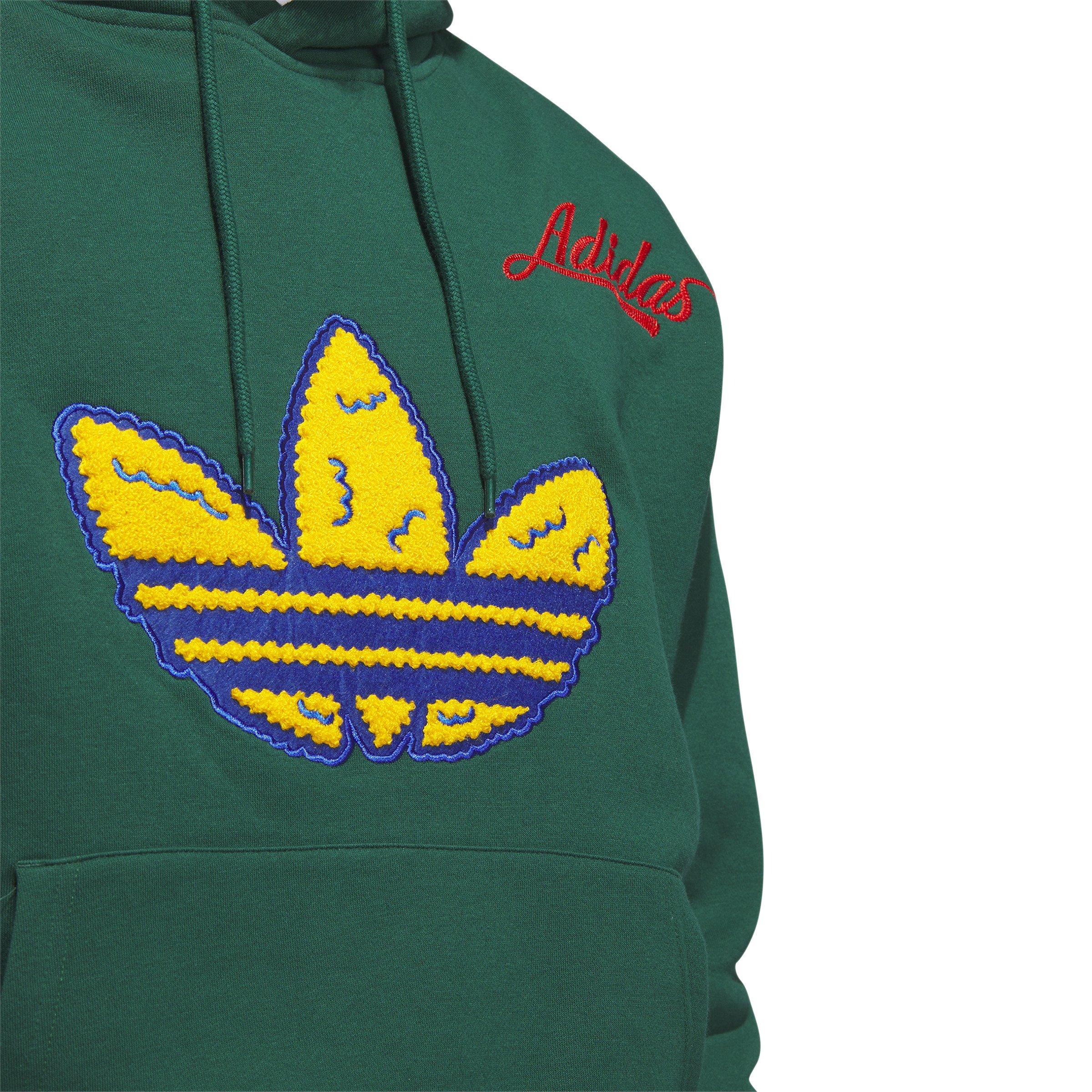 Mens Adidas Blue Yellow/Green Logo Pullover Hoodie Sweatshirt NWT