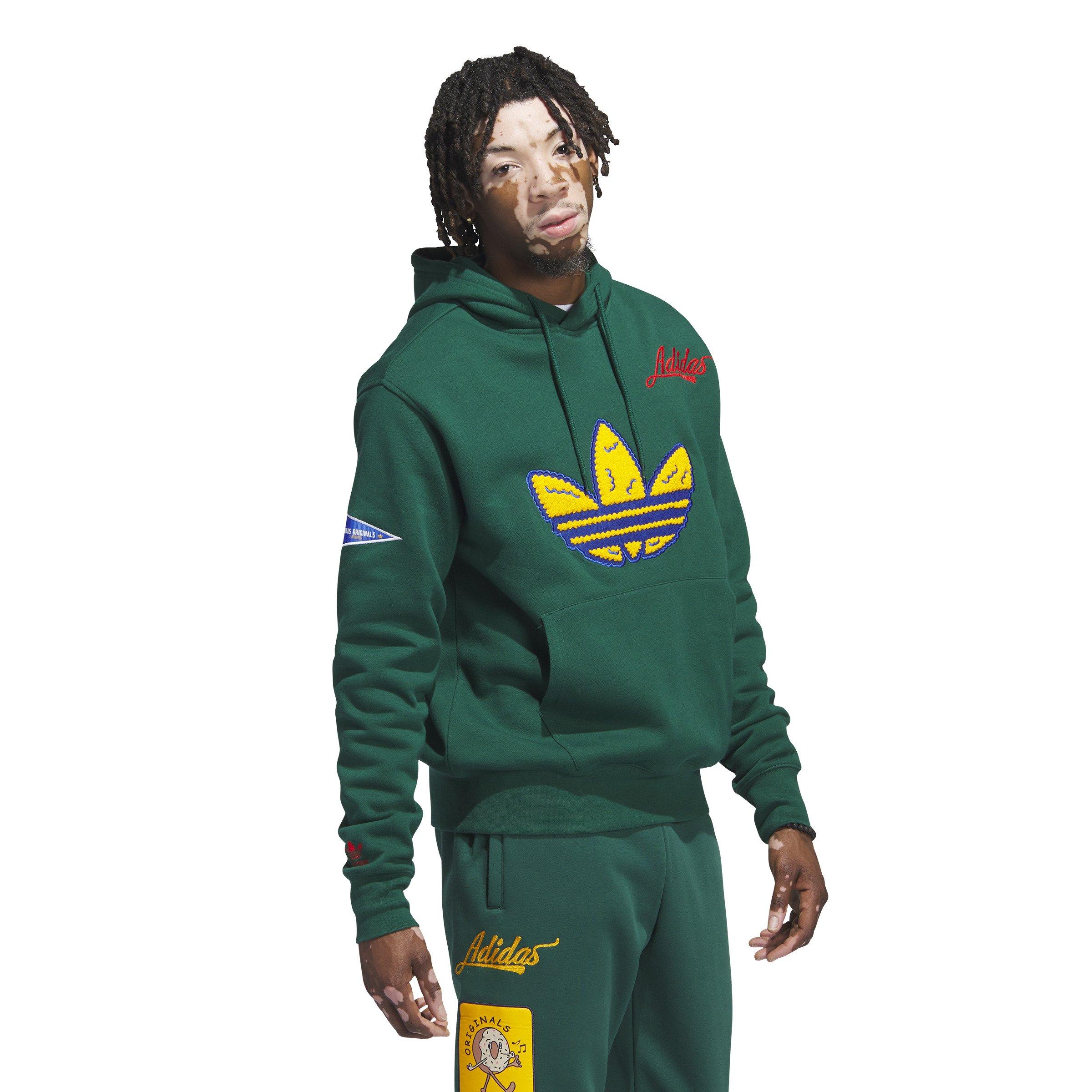 adidas Men's Collegiate Badge Pullover Hoodie - GREEN Thumbnail View 5
