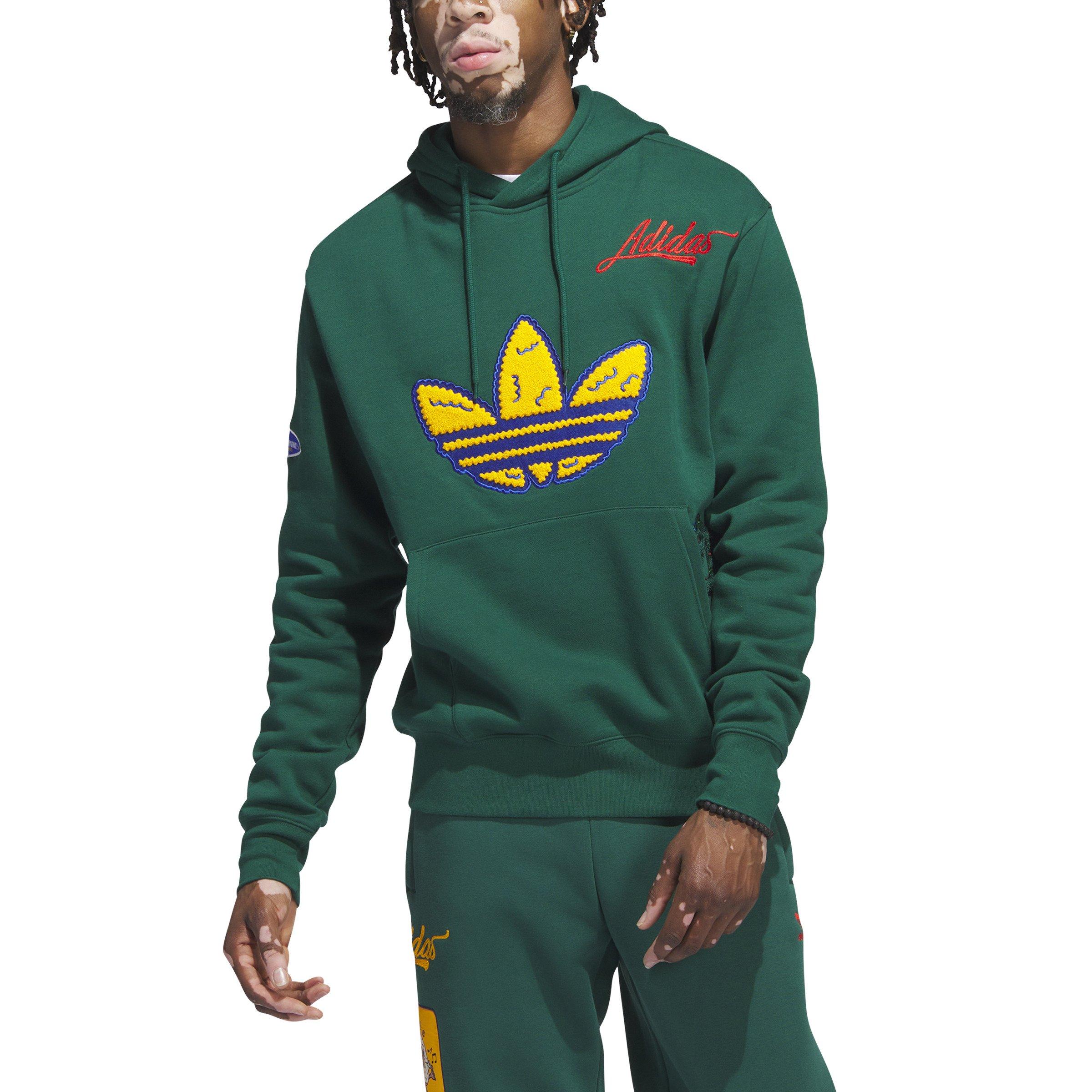 adidas Men's Collegiate Badge Pullover Hoodie - GREEN Thumbnail View 6