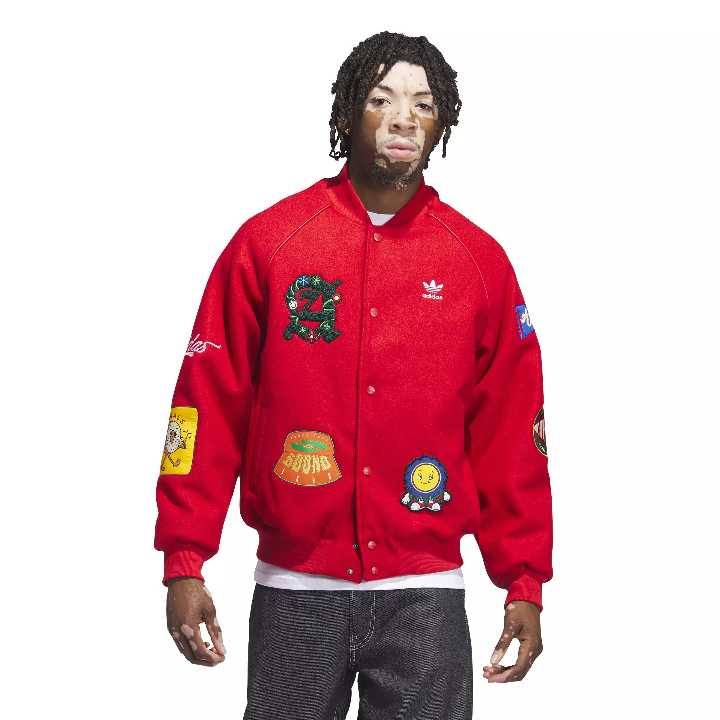adidas Men's Collegiate Badge Letterman Jacket - RED