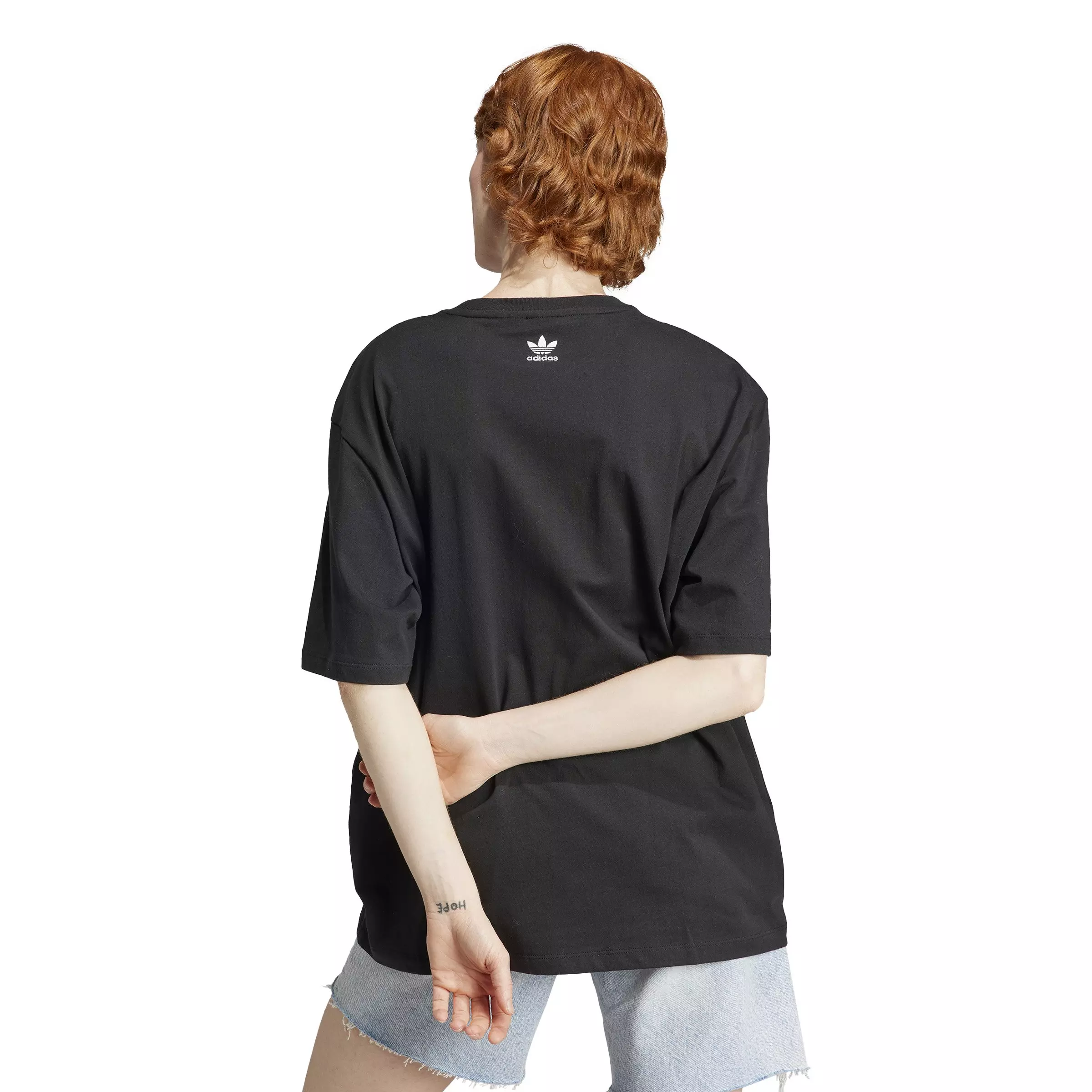 adidas Women's Floral Trefoil Logo Tee-Black - BLACK