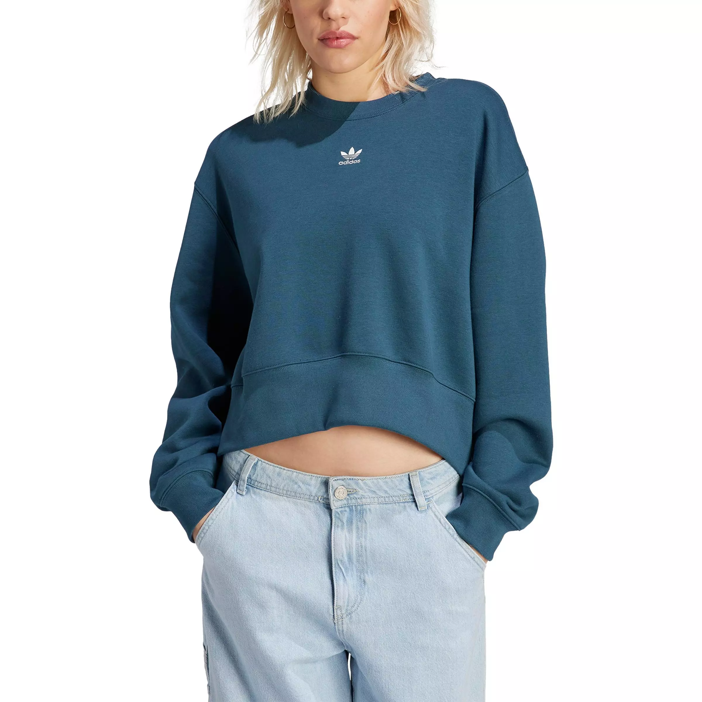 adidas Women's Adicolor Essentials Crew Sweatshirt-Teal - TEAL