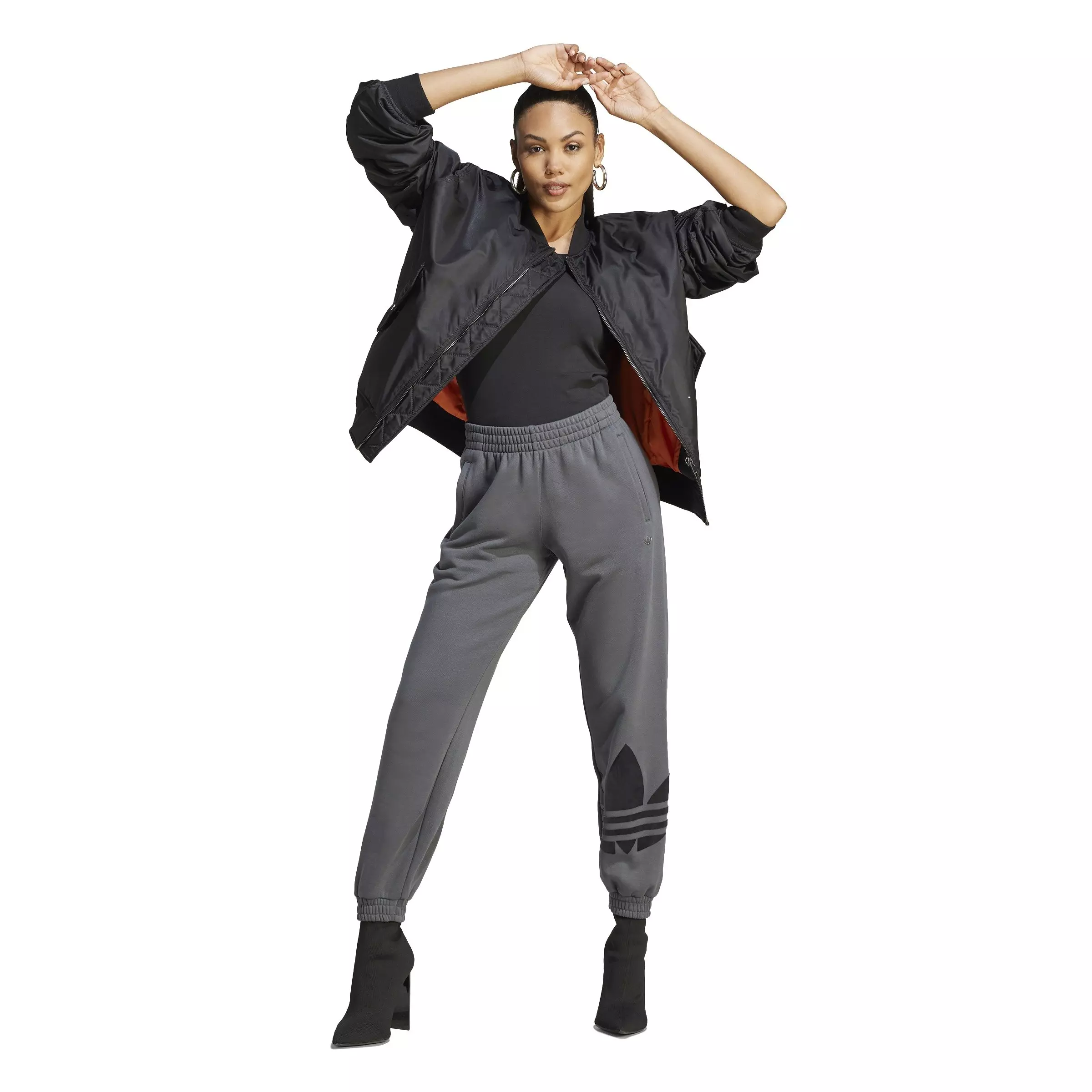 adidas Women's Bottom Trefoil Logo Pants-Grey - GREY