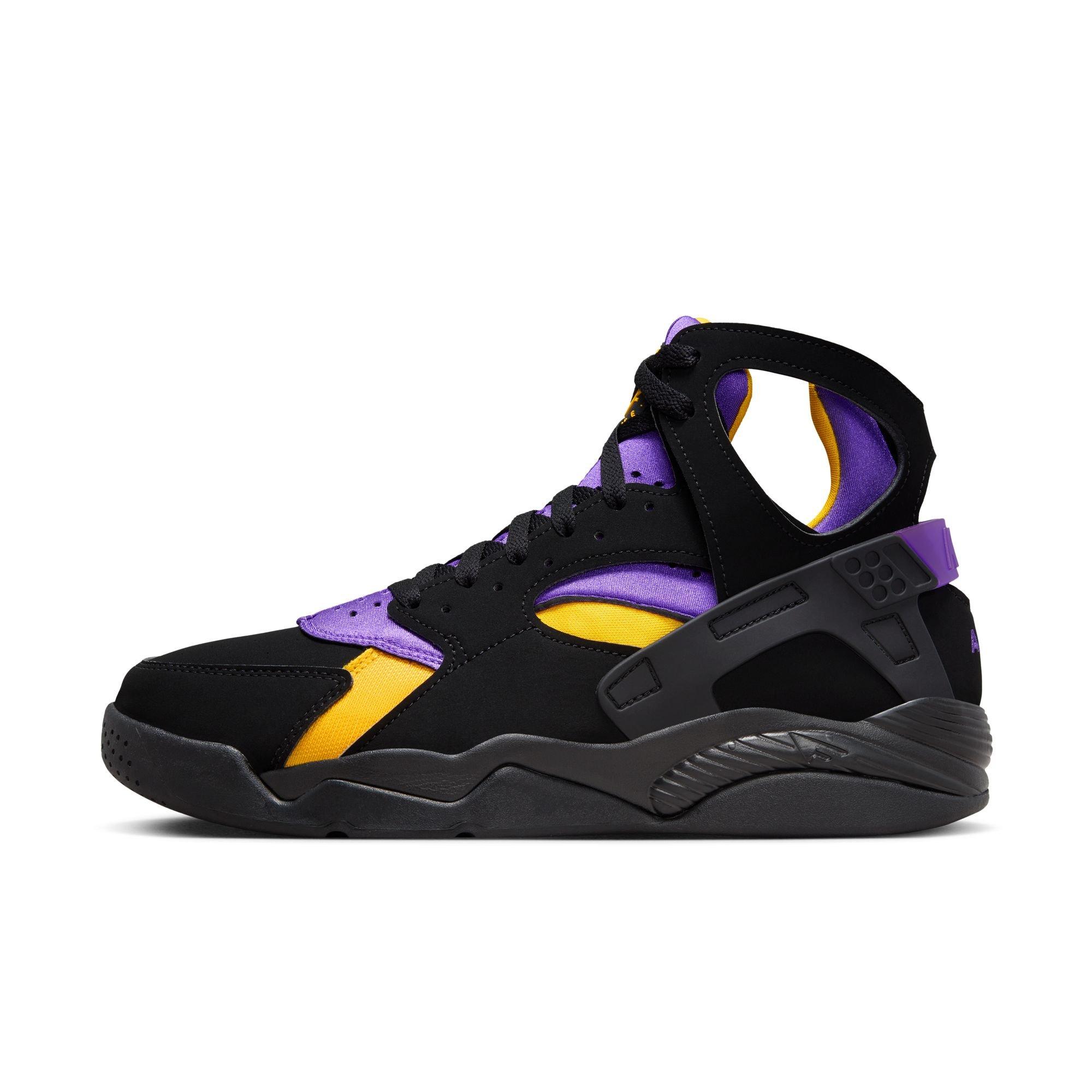Nike Air Flight Huarache "Lakers Away" Men's Shoe - BLACK/VARSITY PURPLE/DEL SOL Thumbnail View 6