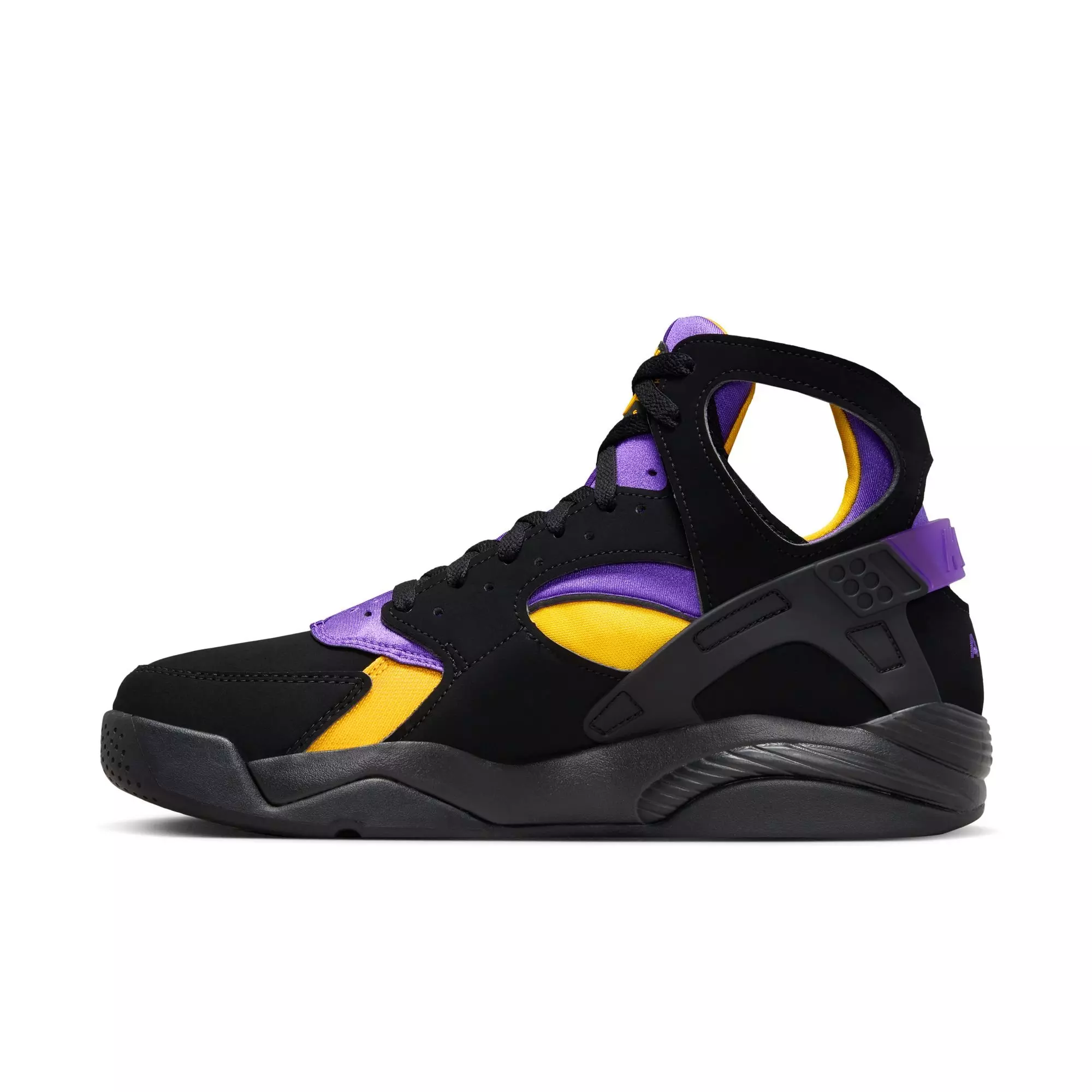 Nike Air Flight Huarache "Lakers Away" Men's Shoe - BLACK/VARSITY PURPLE/DEL SOL